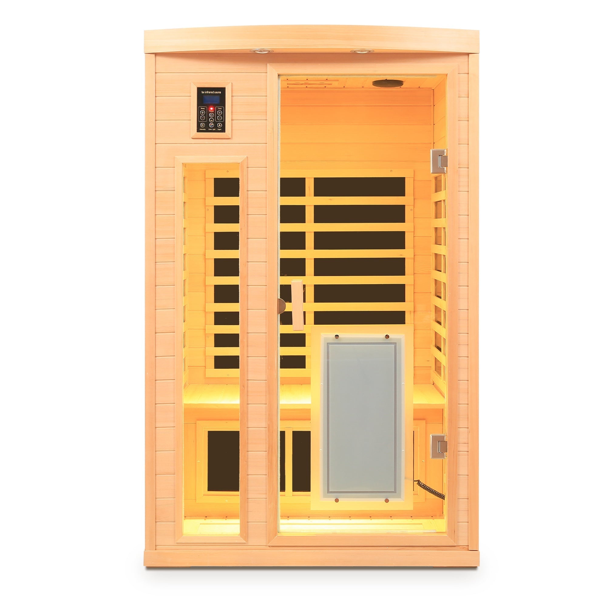 2-Person Low EMF Far Infrared Sauna – Hemlock Wood with Heated Glass Door