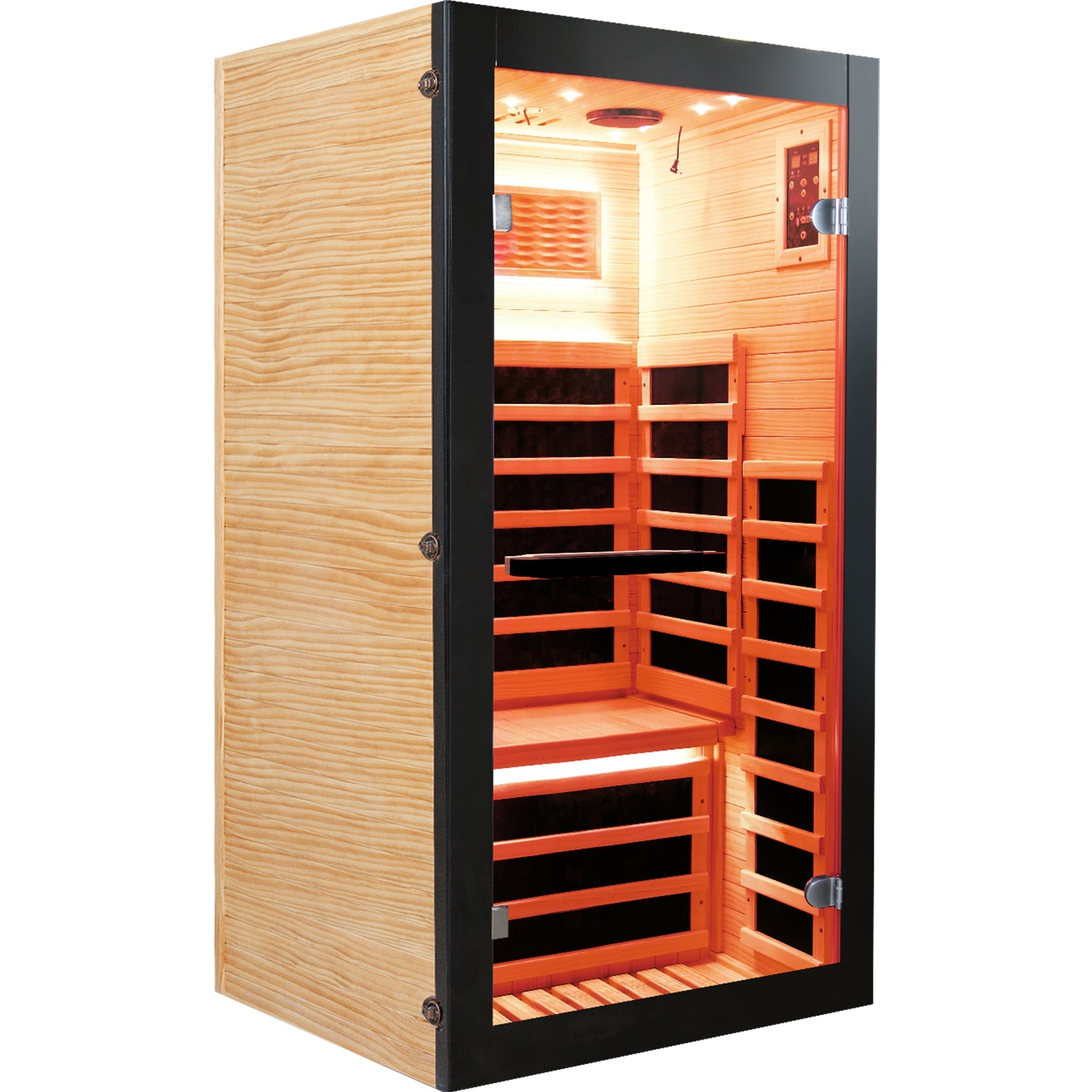 Compact 1-Person Far Infrared Sauna Cabin – Chilean Pine with Starry Sky Lighting