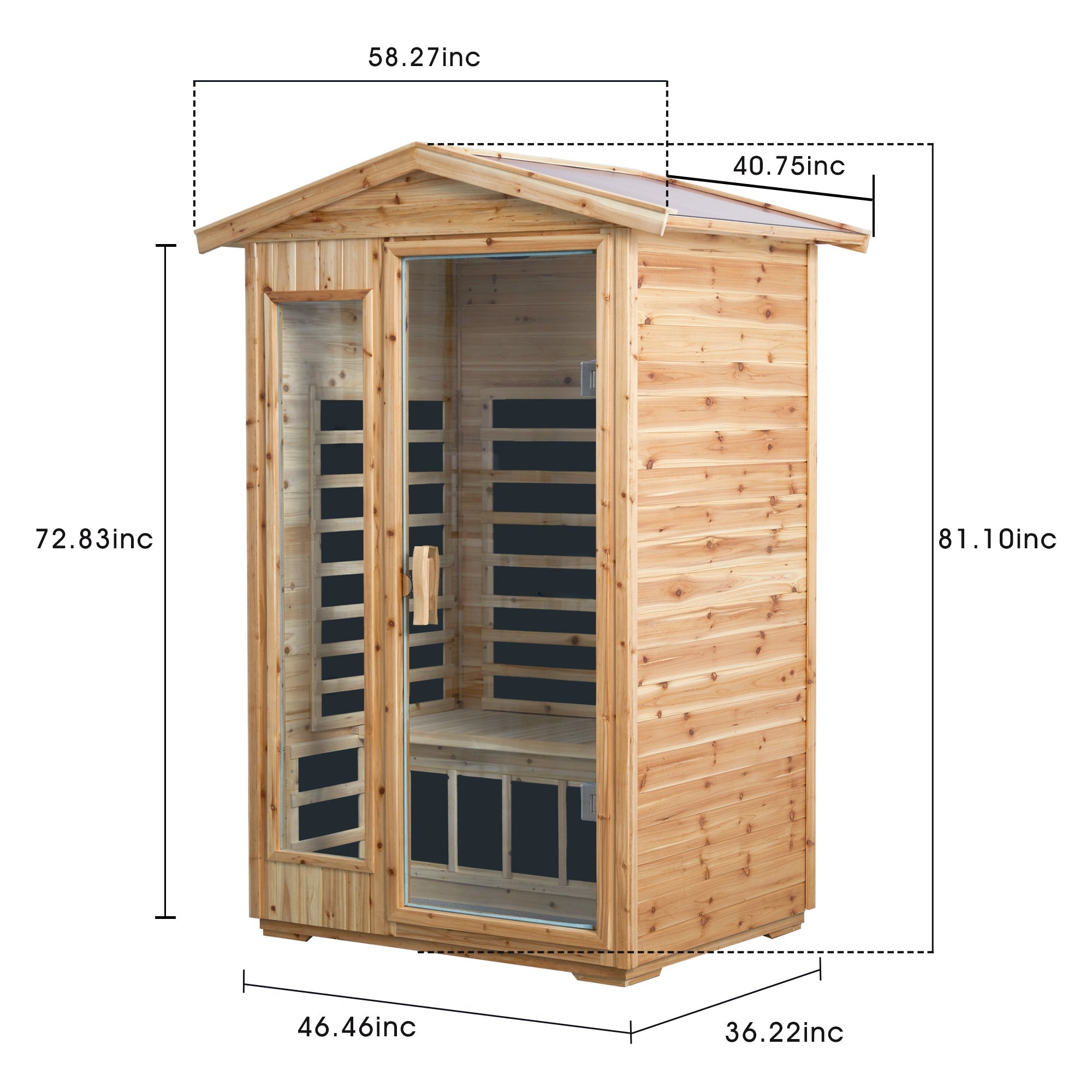 2-Person Outdoor Far Infrared Sauna – Old Fir Wood with Bluetooth Audio