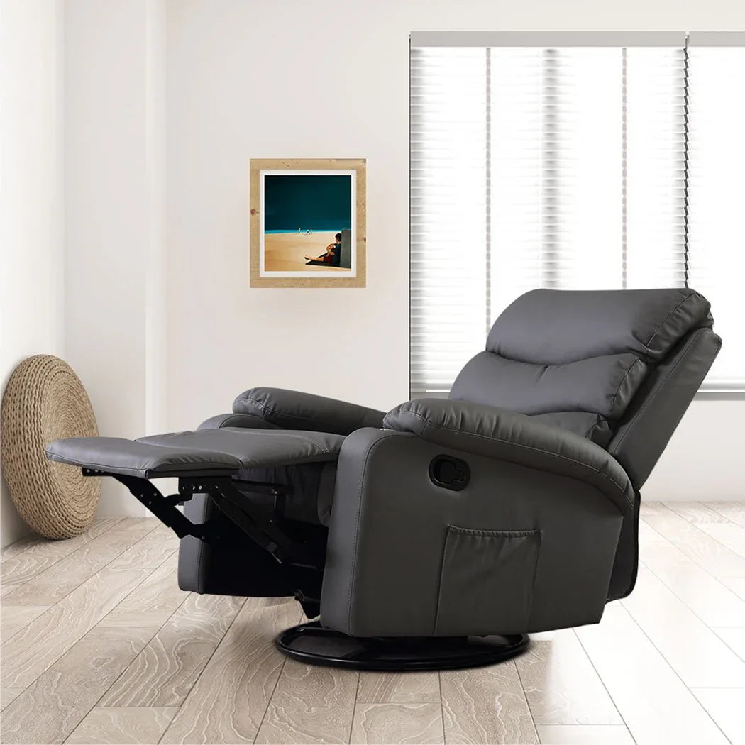 Levede Heated Massage Recliner Chair – 360° Swivel Lounge Chair with Remote & Side Tray
