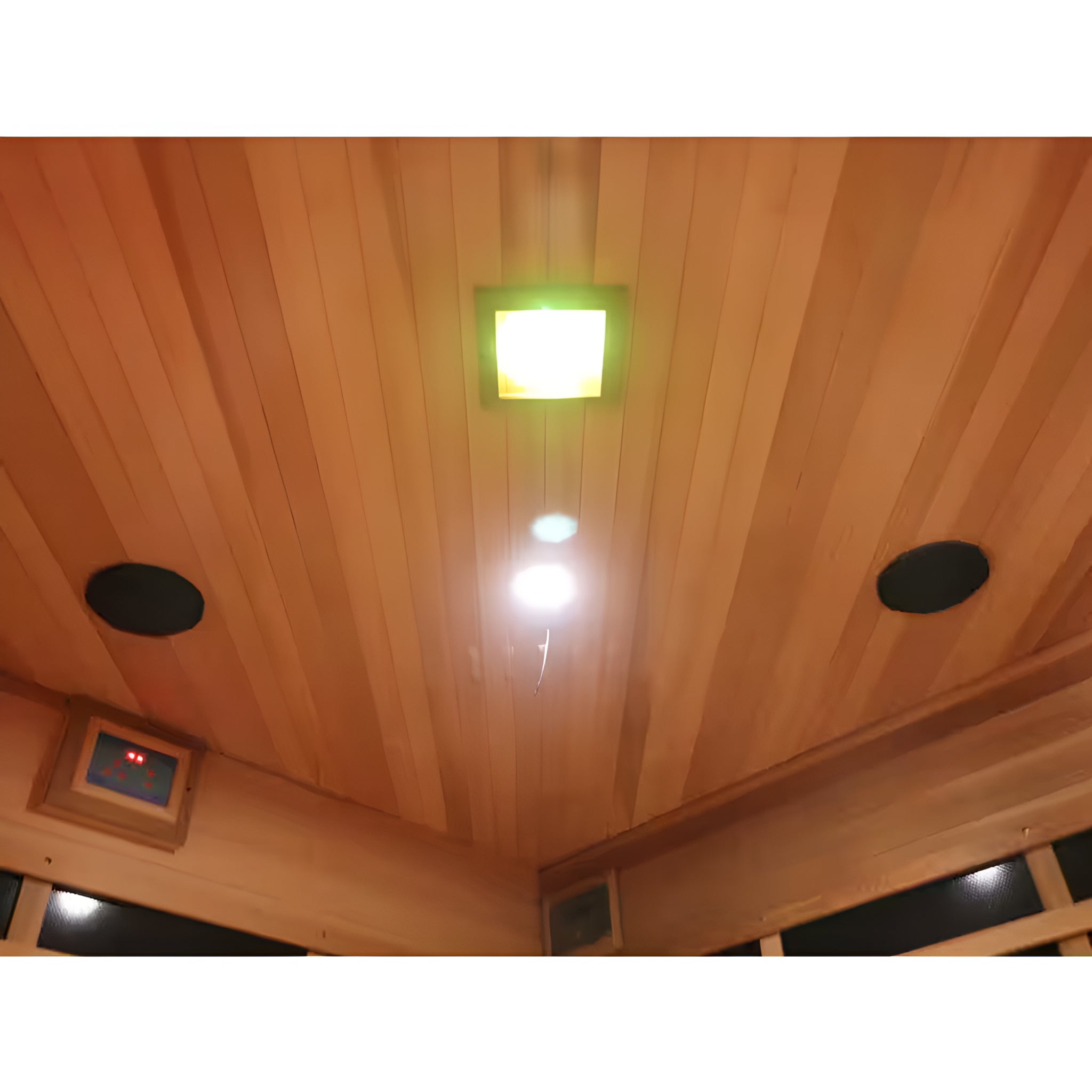 4-Person Corner FAR Infrared Sauna | Canadian Red Cedar | 10 Carbon-Nano Heaters | Chromotherapy