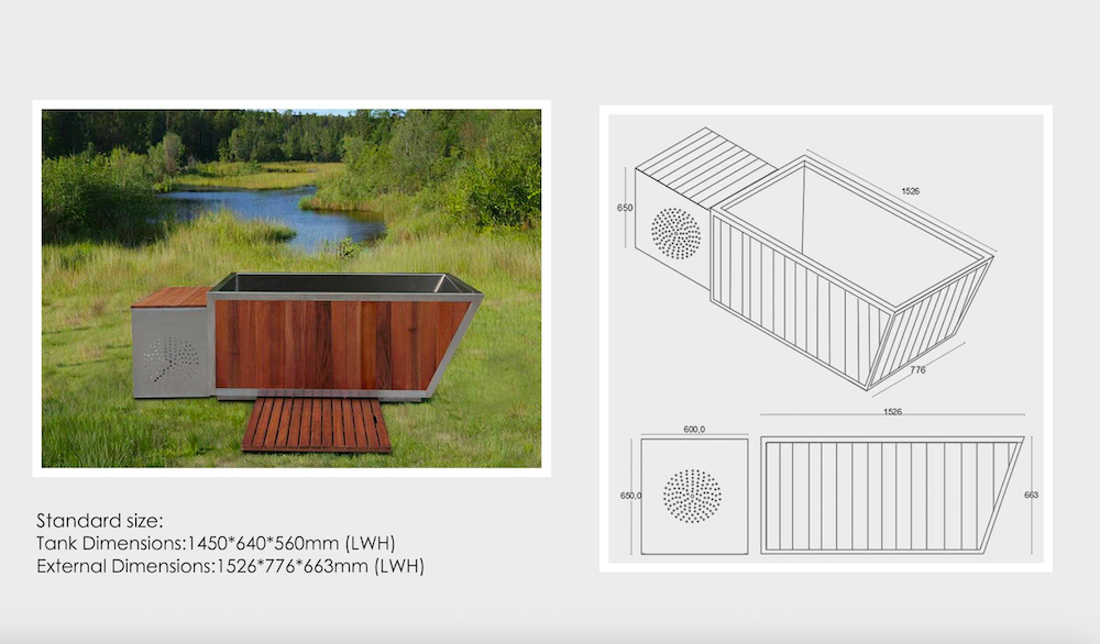 Red Cedar Steel Ice Bath Tub with Stainless Steel Interior & Chiller Box
