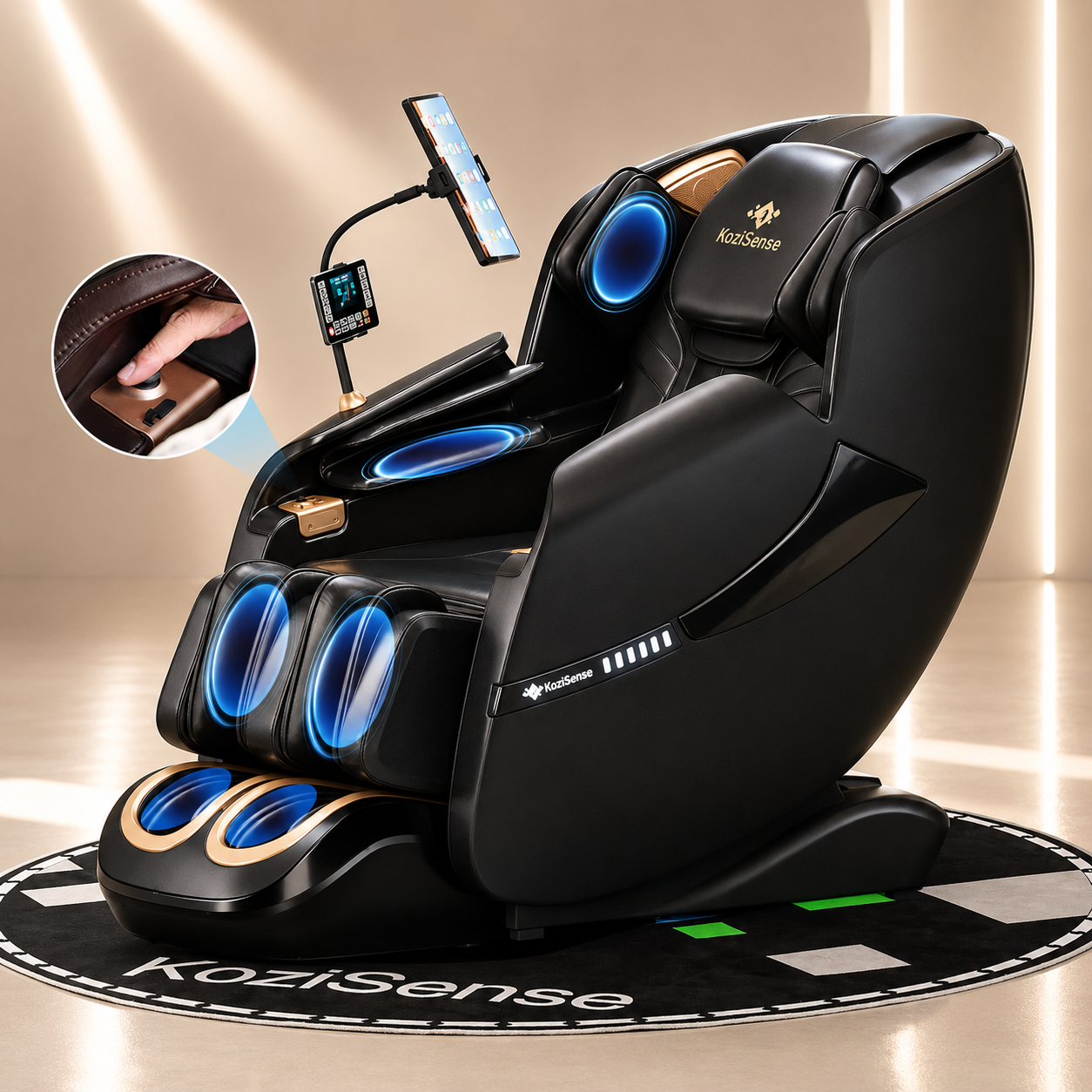 KoziSense KZ-A18 3D SL-Track Smart Reclining Chair (2026 Upgraded) – All Black