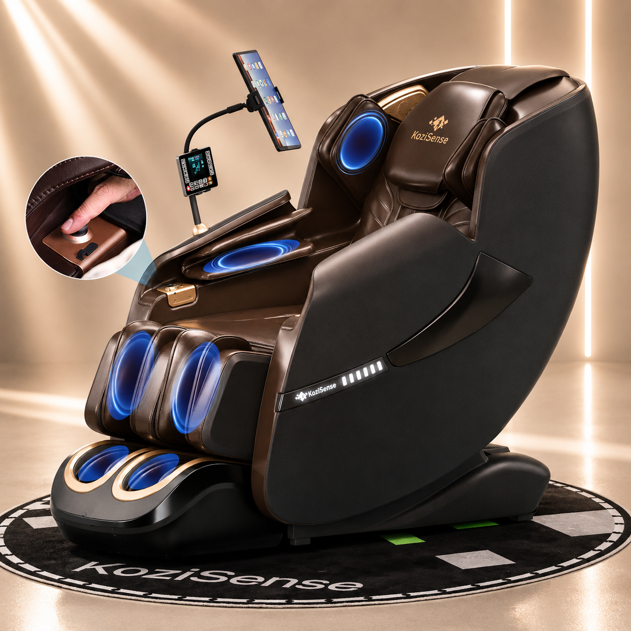 KoziSense KZ-A18 3D SL-Track Smart Reclining Chair (2026 Upgraded) – All Black