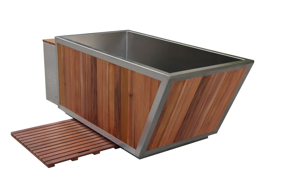 Red Cedar Steel Ice Bath Tub with Stainless Steel Interior & Chiller Box