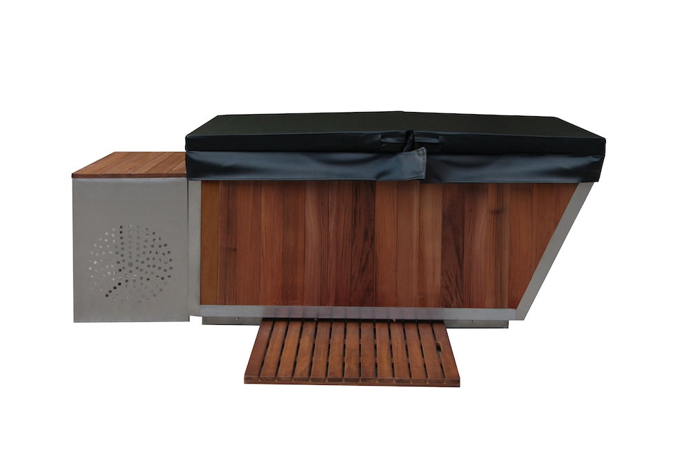 Red Cedar Steel Ice Bath Tub with Stainless Steel Interior & Chiller Box