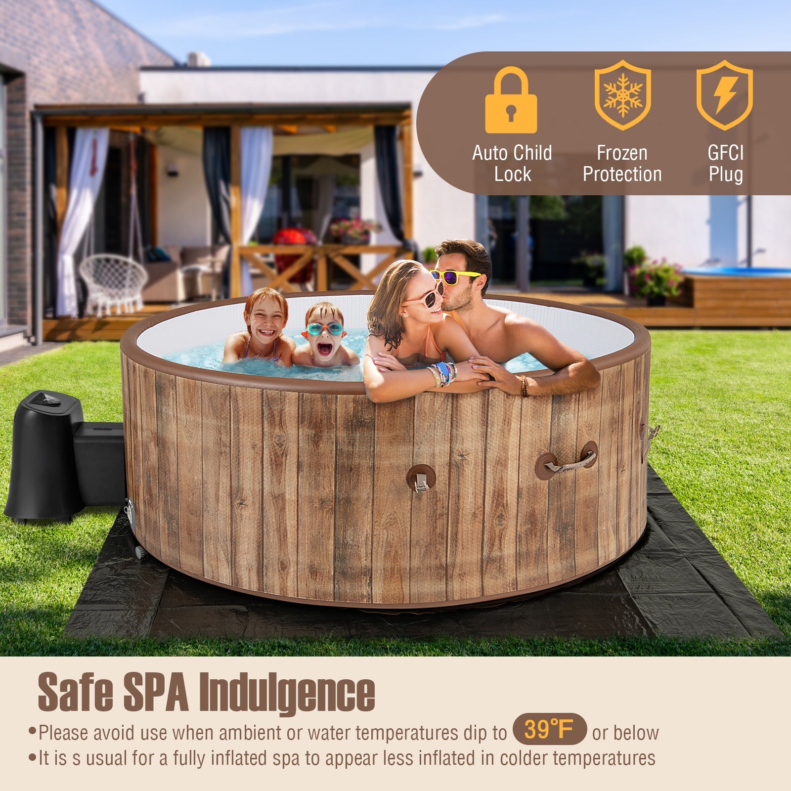 72-Inch Inflatable Hot Tub Spa with 120 Air Jets & Electric Heater Pump (4–6 Person)