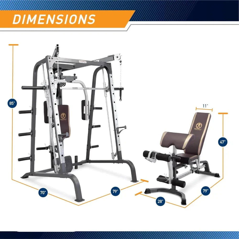 All-in-One Home Gym with Smith Machine, Power Cage & Leg Press