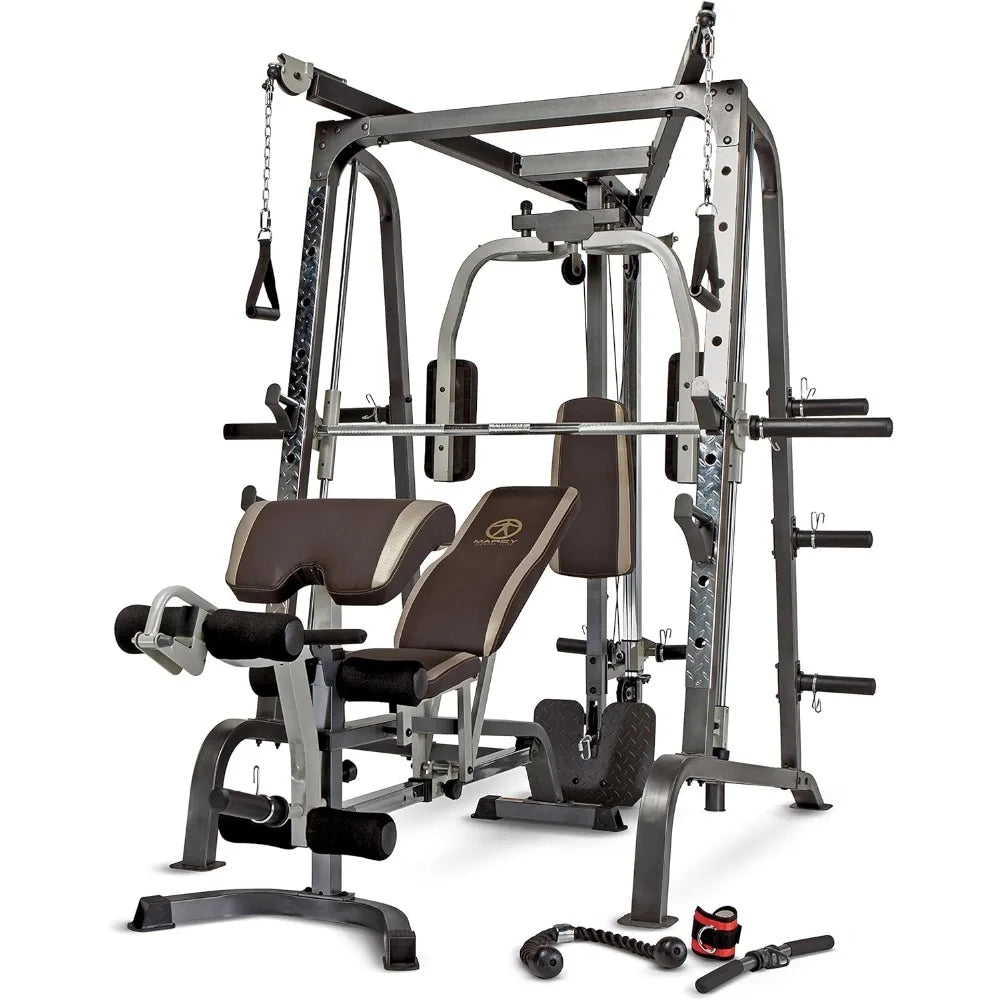 All-in-One Home Gym with Smith Machine, Power Cage & Leg Press