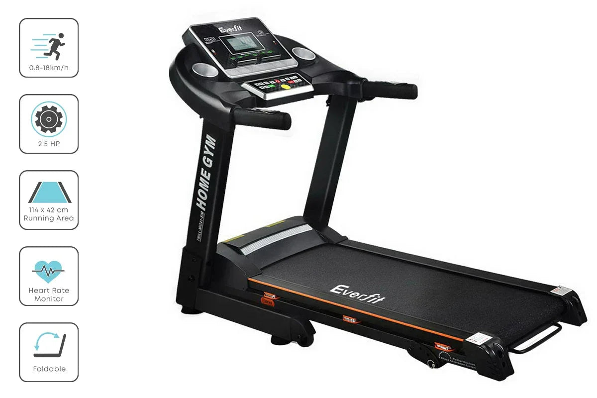 Everfit Electric Treadmill – 420 mm Running Belt | 18 km/h Folding Home Exercise Machine