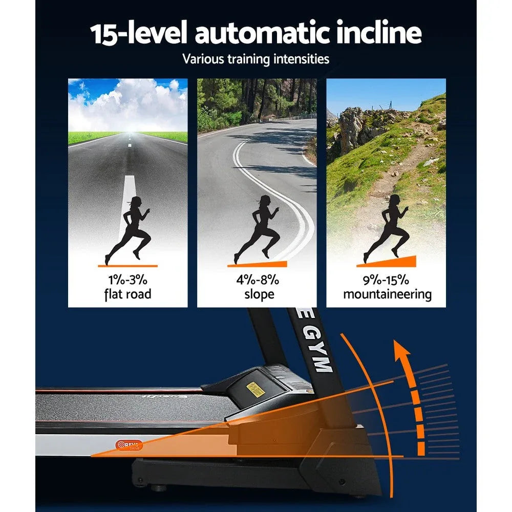 Everfit Electric Treadmill with Auto Incline – 3.5 HP Folding Home Fitness Machine