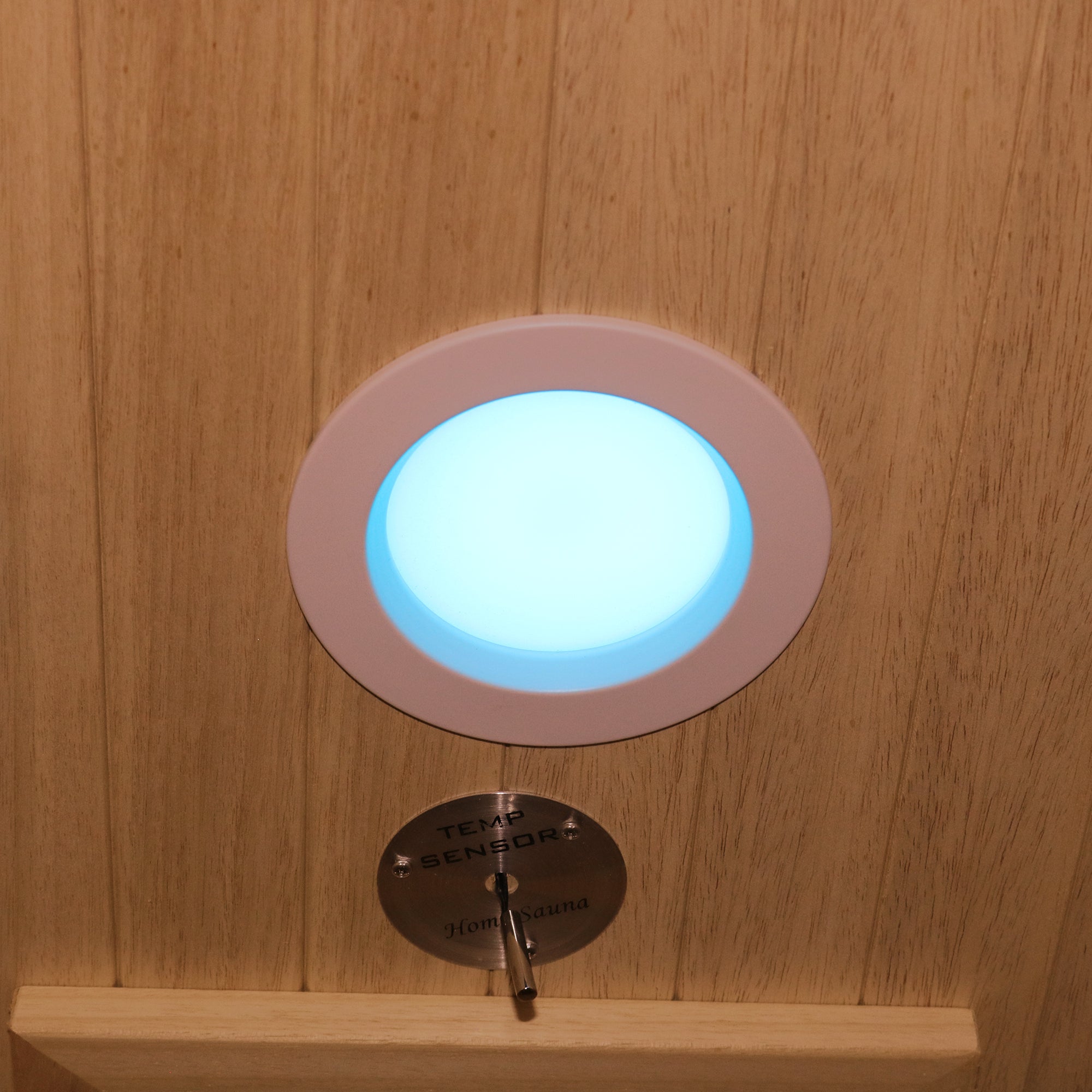 Compact 1-Person Infrared Sauna – Natural Wood with 10-Color Chromotherapy Lighting