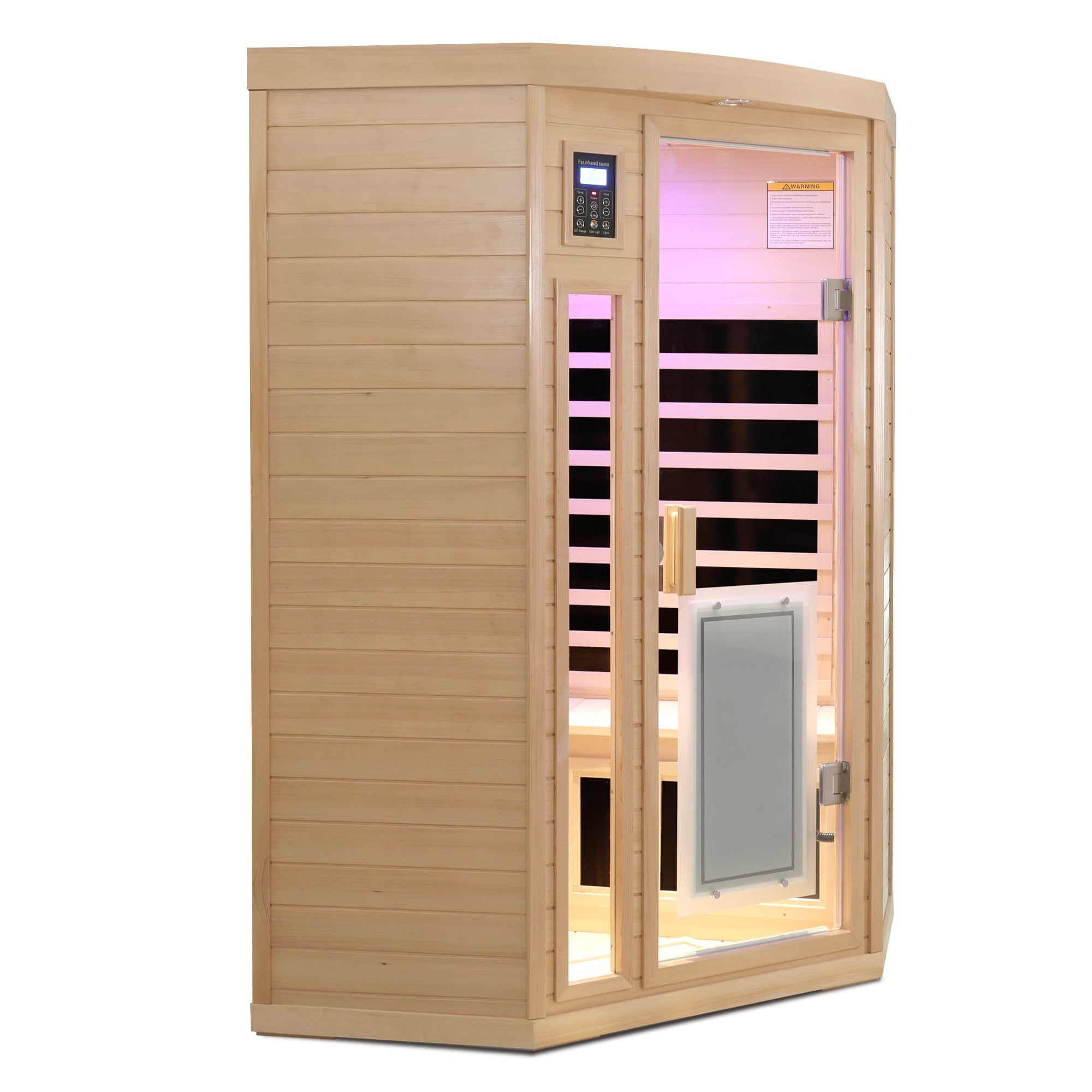 2-Person Low EMF Corner Far Infrared Sauna – Hemlock Wood with Bluetooth Audio