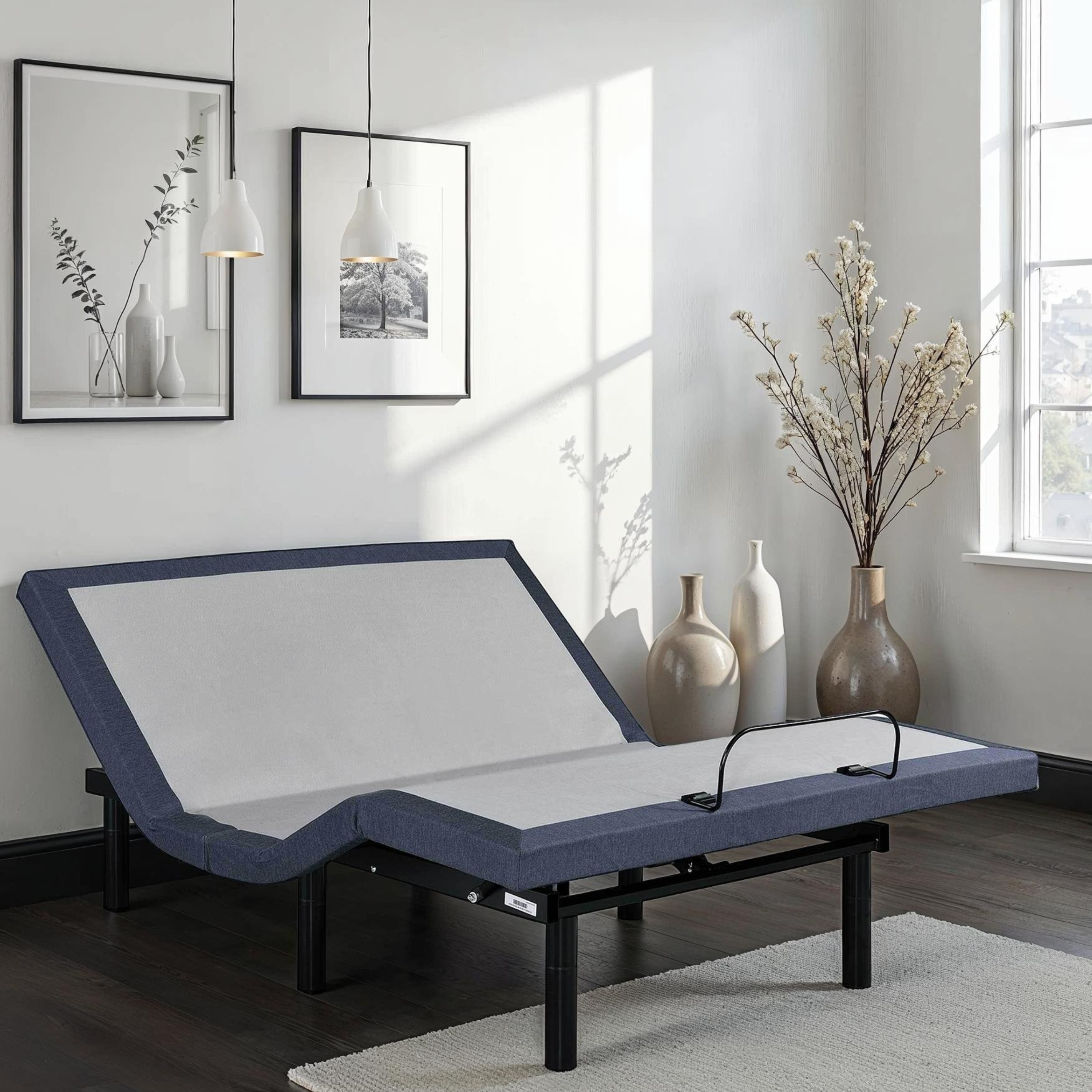Queen Adjustable Bed Base with Massage, USB Ports & LED Under-Bed Lighting