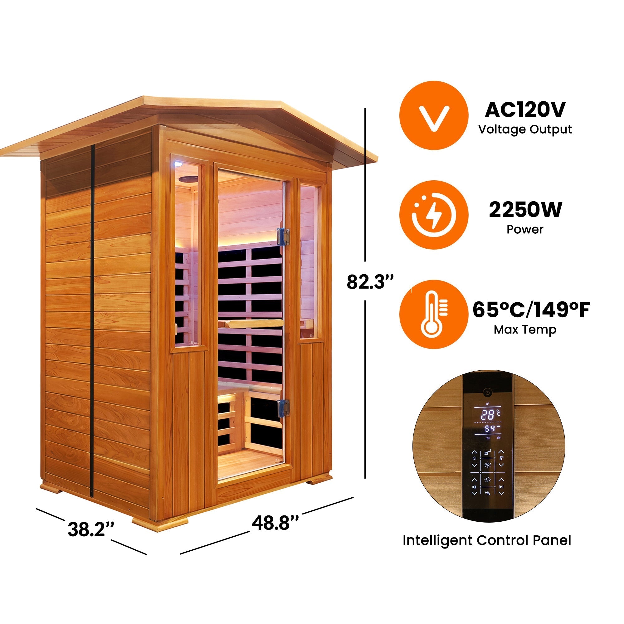 Outdoor 2-Person Far Infrared Sauna – Red Cedar with Bluetooth Audio