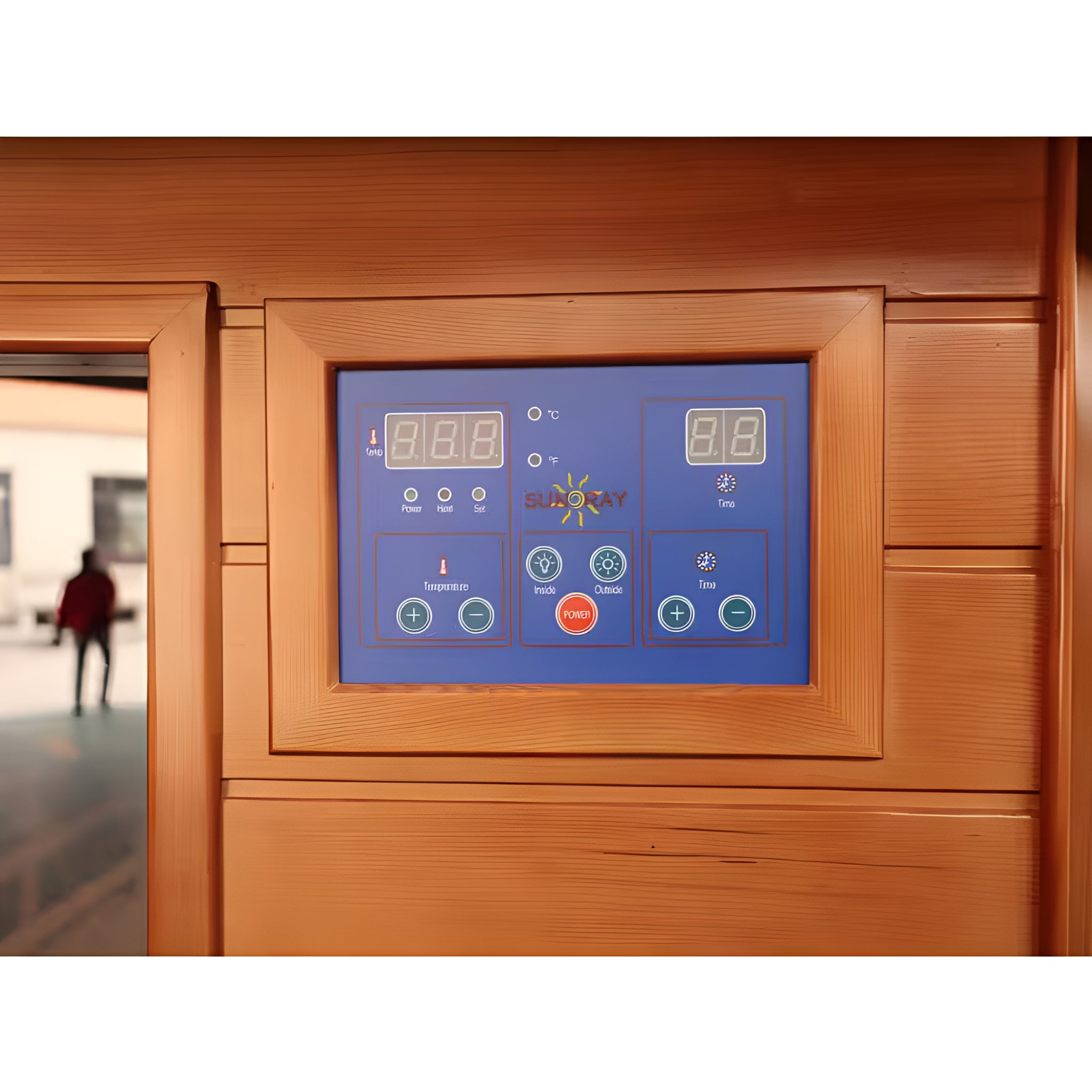 4-Person Corner FAR Infrared Sauna | Canadian Red Cedar | 10 Carbon-Nano Heaters | Chromotherapy