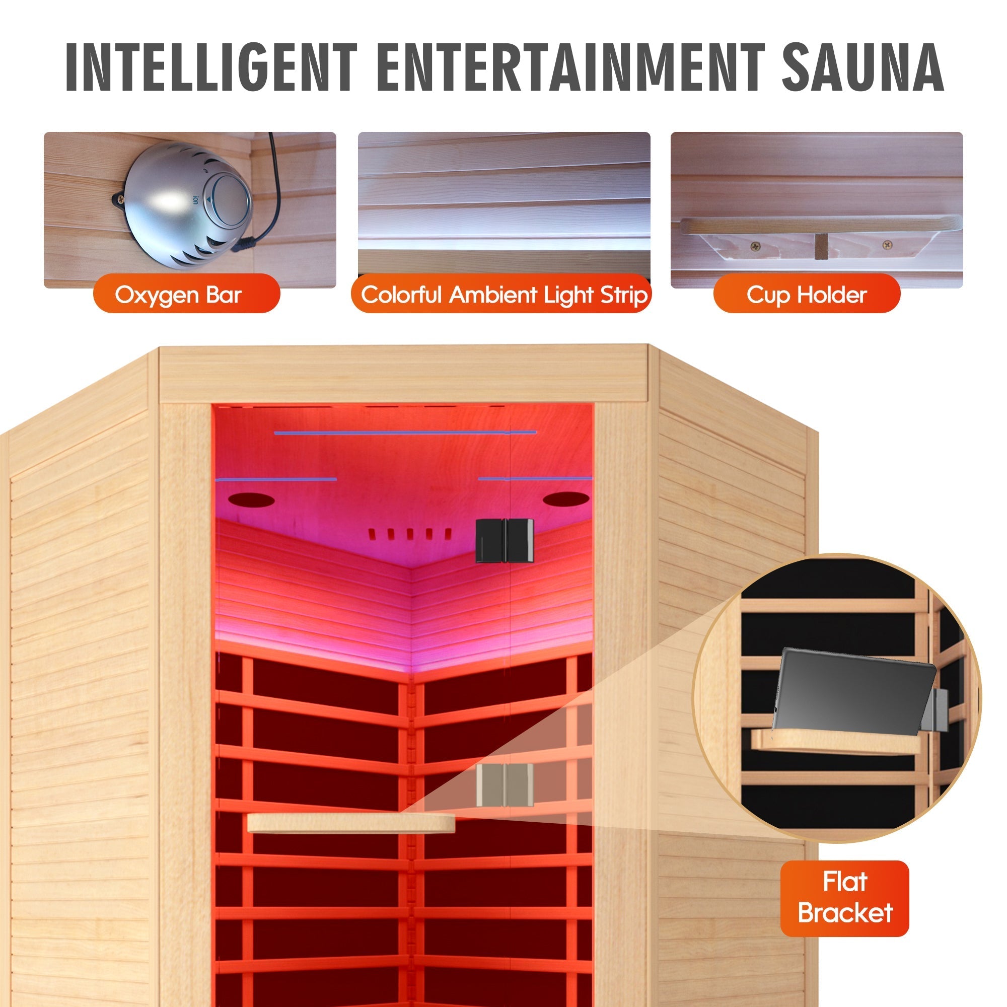 2-Person Corner Infrared Sauna – Canadian Hemlock with Bluetooth Speakers