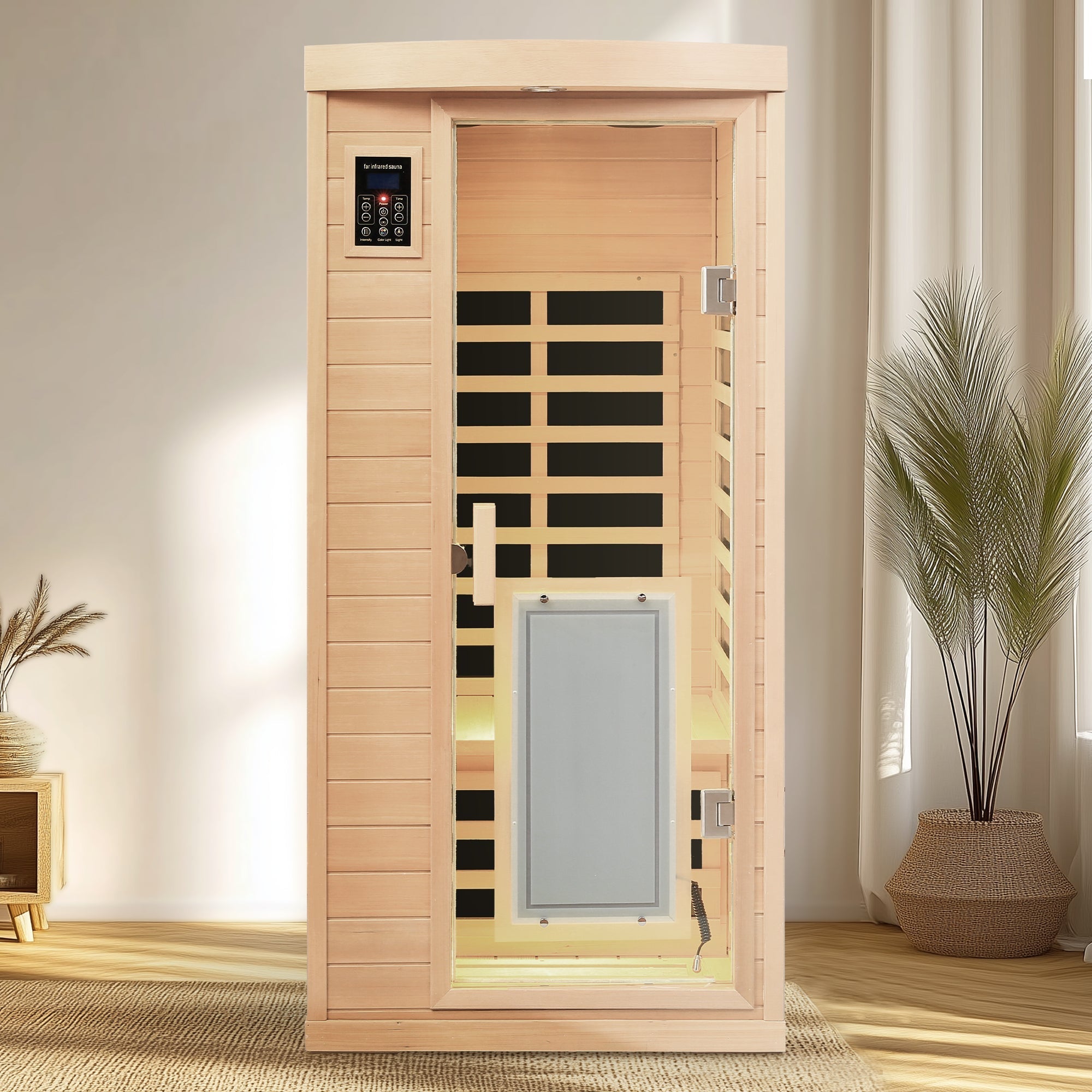 1-Person Low EMF Far Infrared Sauna – Hemlock Wood with Bluetooth Audio