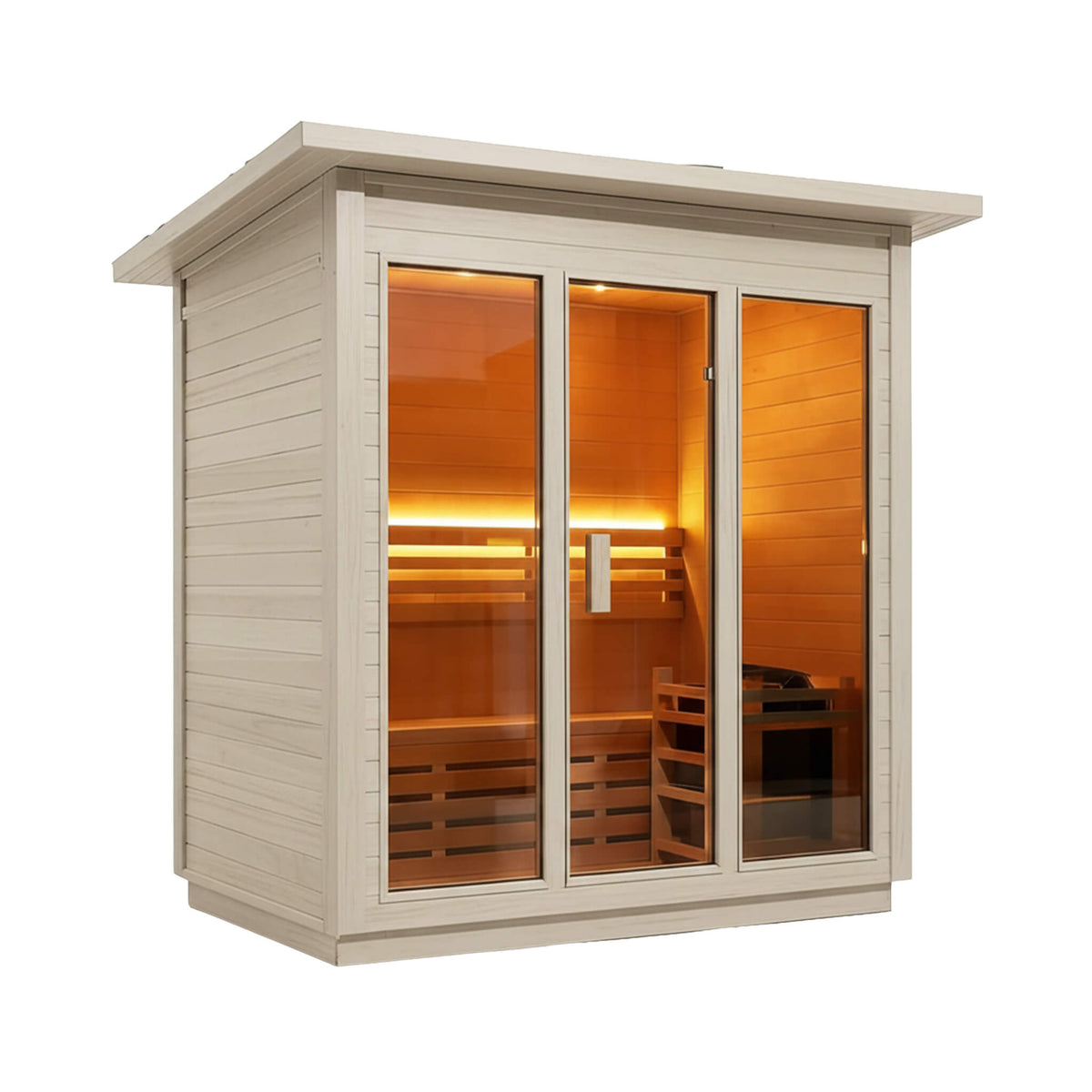 Custom 4-Person Outdoor Steam Sauna with Heater & Stones – Premium Spruce Wood