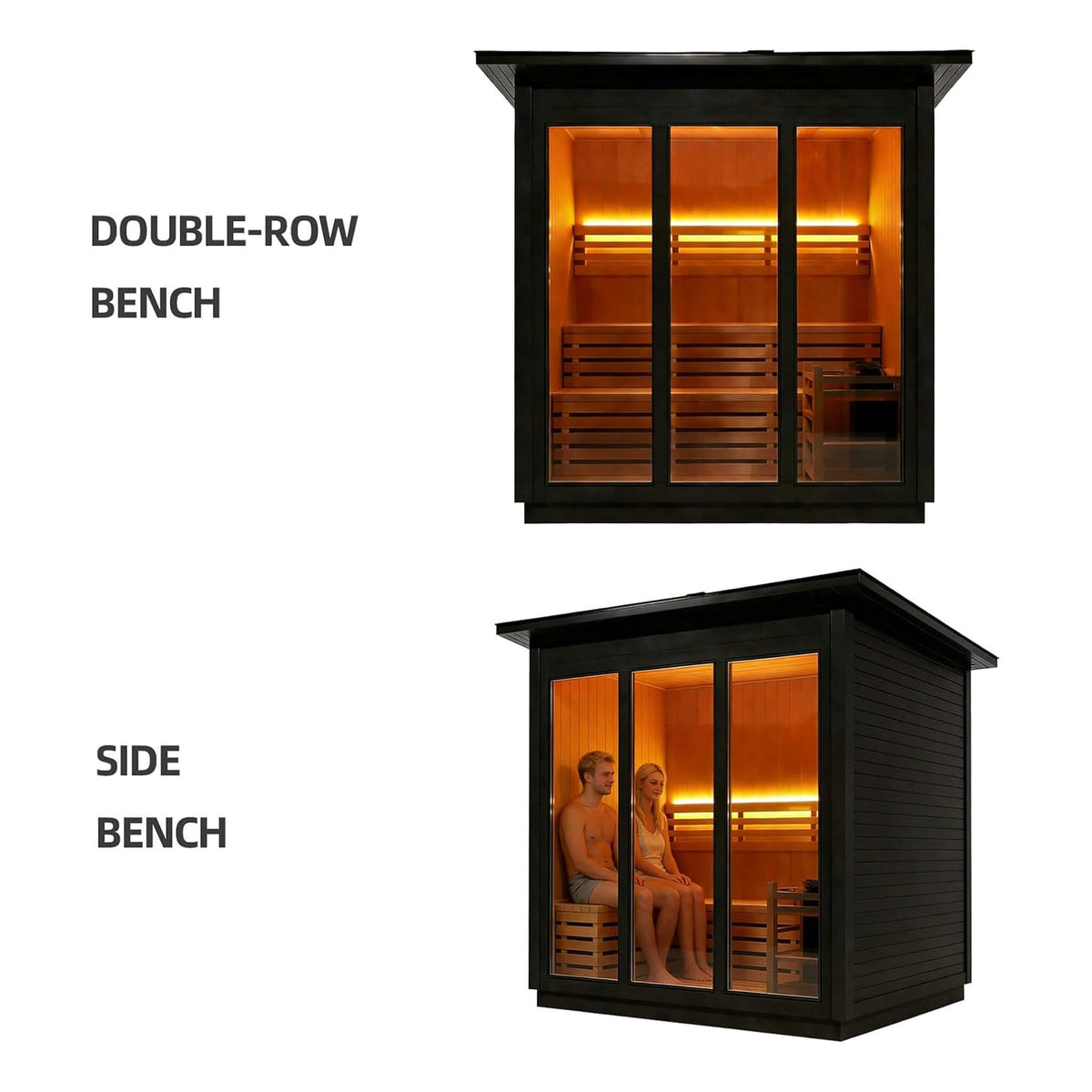 Custom 6-Person Outdoor Steam Sauna with Heater & Stones – Premium Spruce Wood