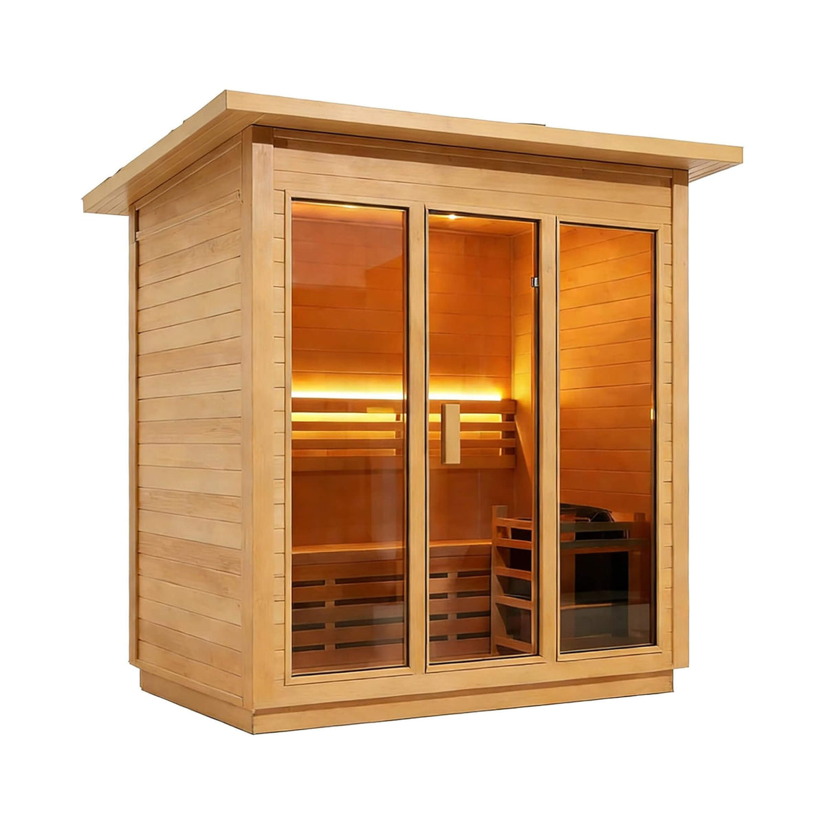 Custom 8-Person Outdoor Steam Sauna with Heater & Stones – Canadian Hemlock