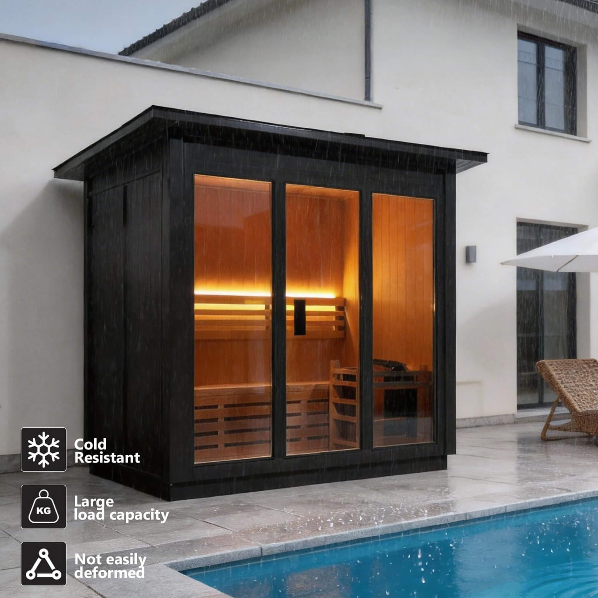 Custom 8-Person Outdoor Steam Sauna with Heater & Stones