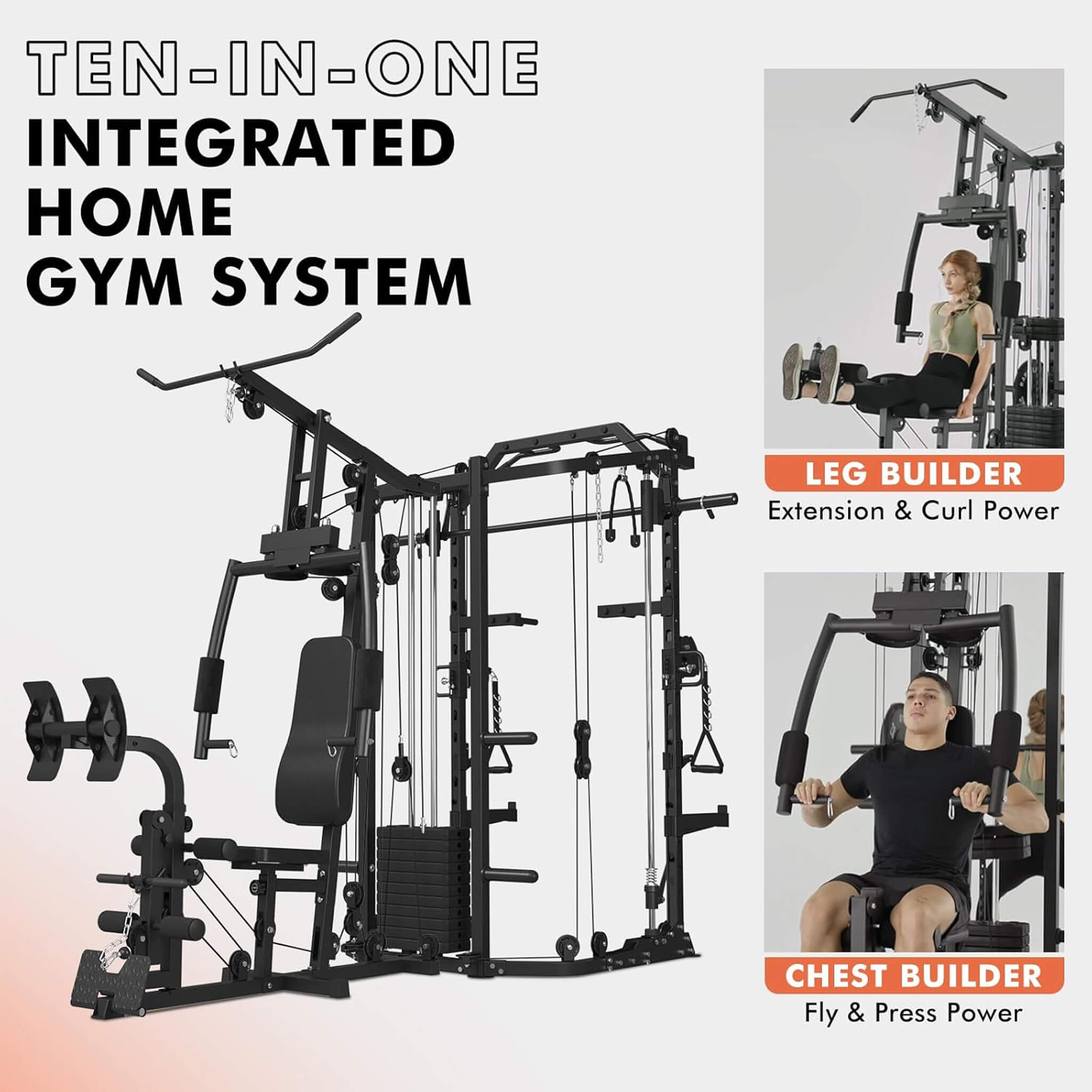 Rovix Dual Station Smith Machine with Cable Crossover Home Gym