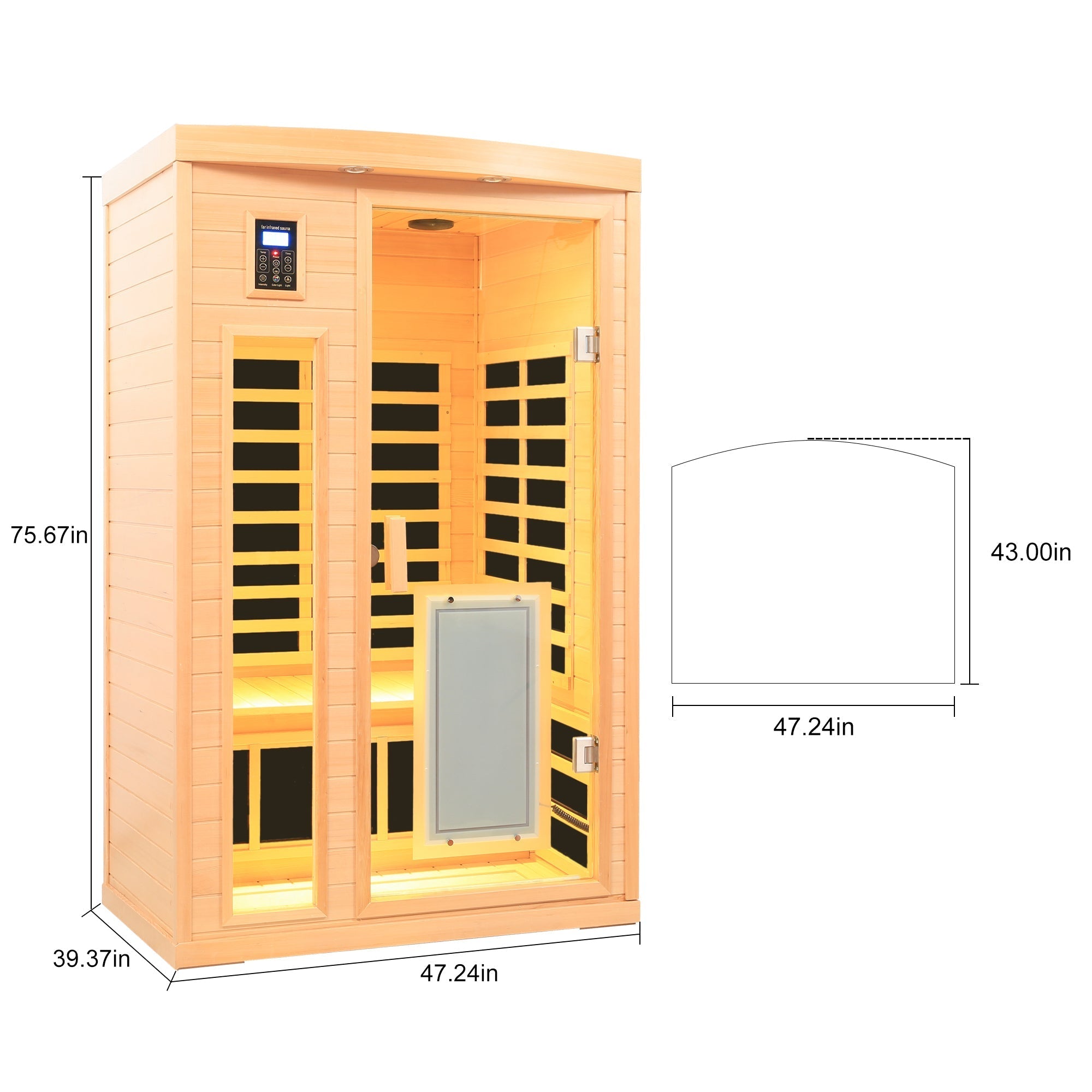 2-Person Low EMF Far Infrared Sauna – Hemlock Wood with Heated Glass Door