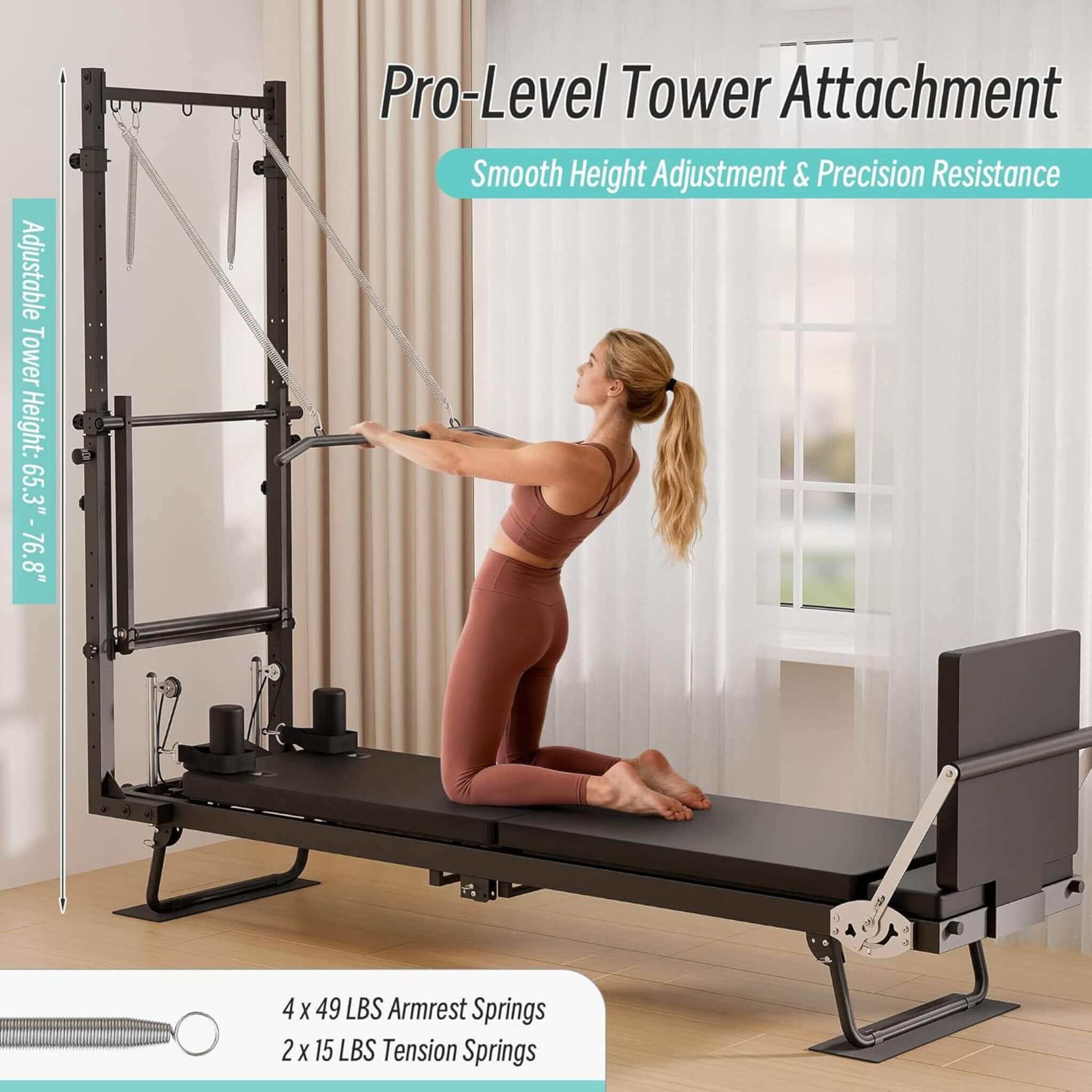 Core Pilates Foldable Dual Resistance Pilates Reformer Machine with Tower