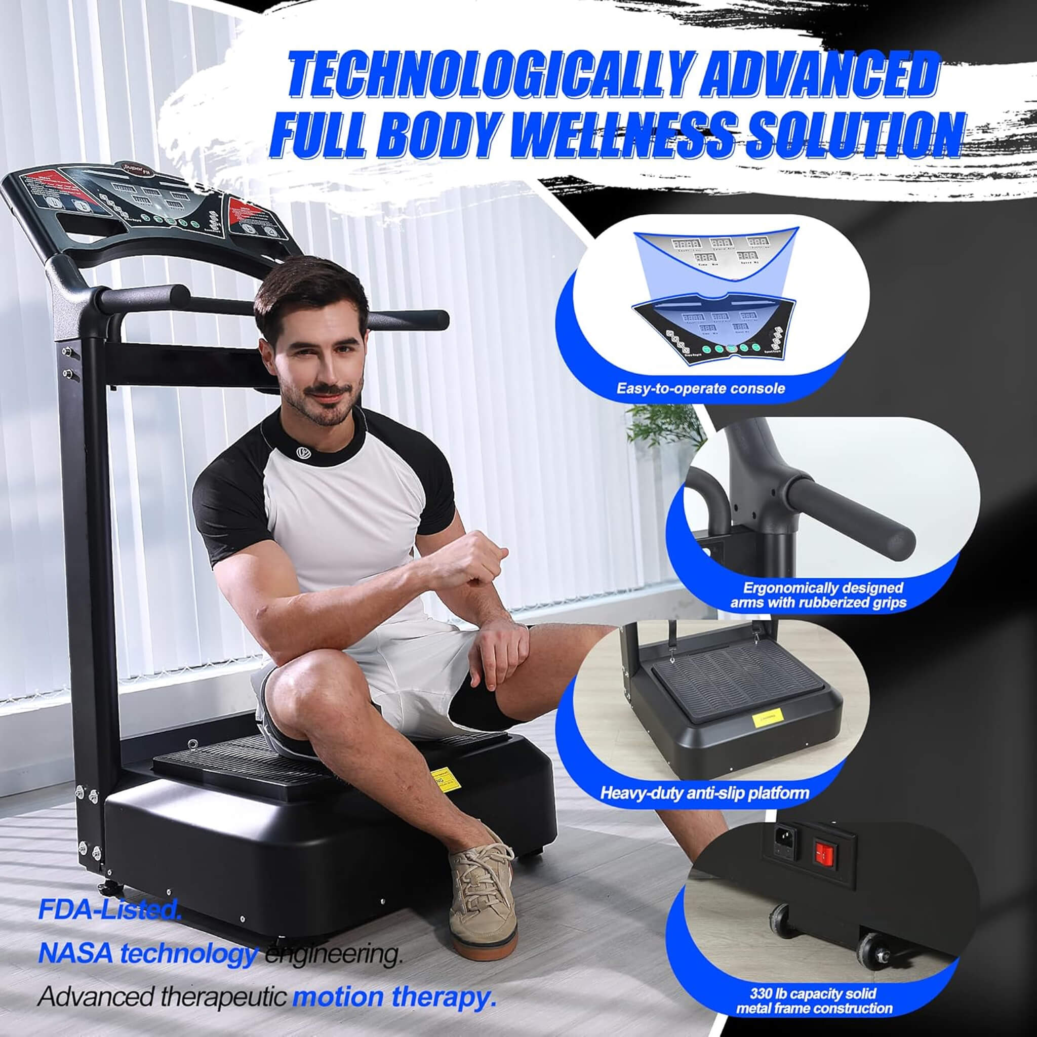Rovix Whole Body Vibration Plate – 400 lb Capacity with Resistance Bands