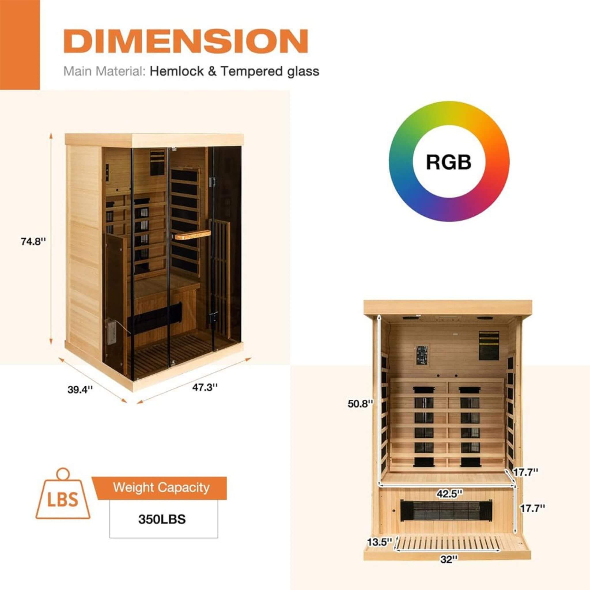 Luxury 2-Person Low EMF Far Infrared Sauna