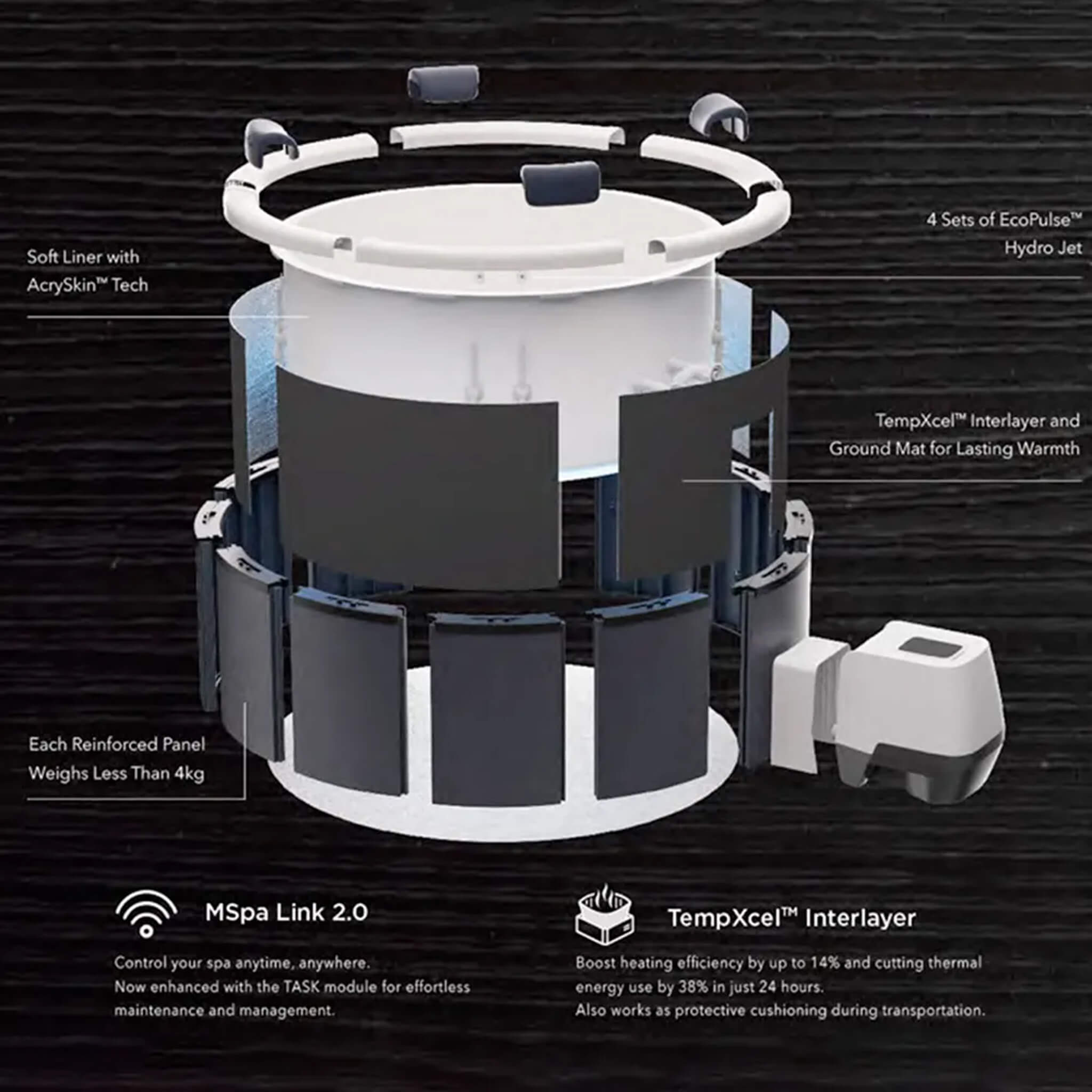 MSpa Denver Frame Series 6-Person Inflatable Round Hot Tub with Hydro Massage (F-DO066W)