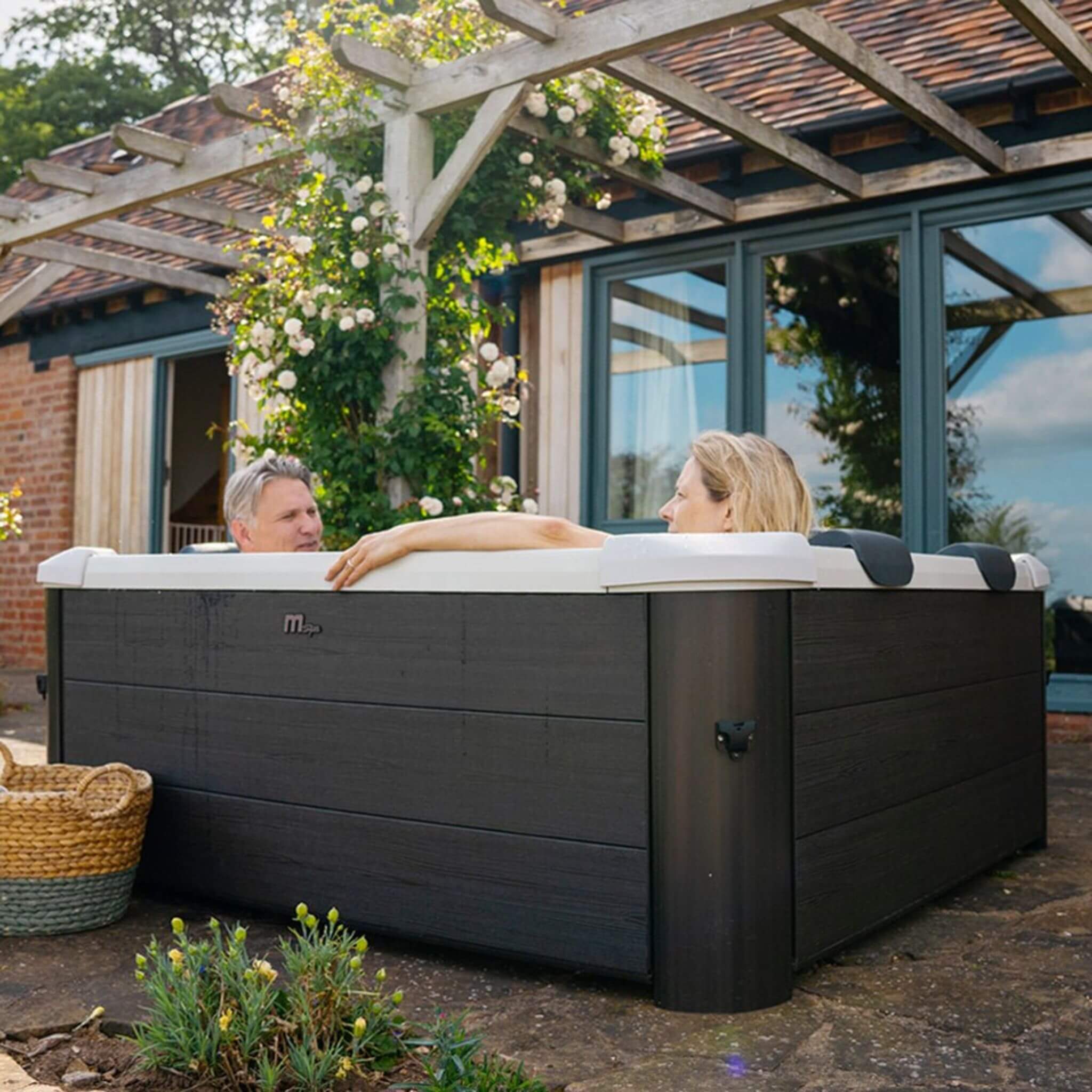 MSpa Oslo Supreme 6-Person Square Inflatable Spa | 120 Jets | LED Lights | App Control | Hydromassage | Free USA Shipping
