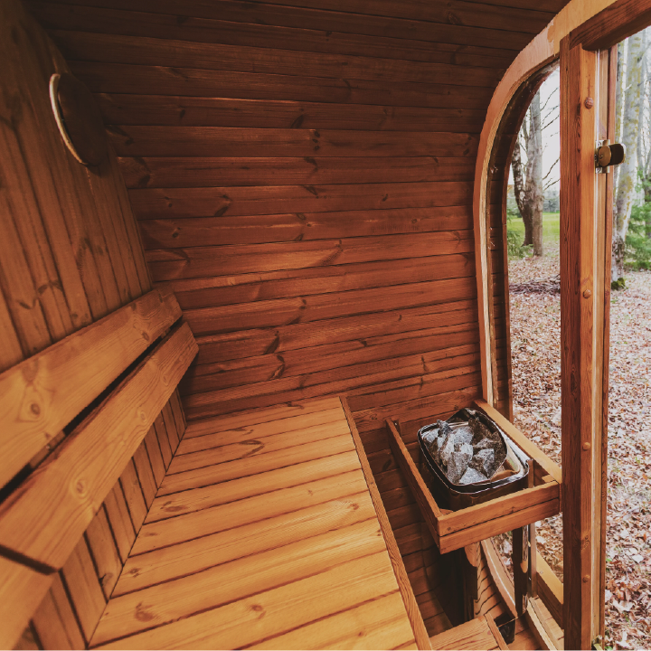 Mande MW16 ThermoWood Outdoor Sauna | Harvia KIP Heater Options | Lava Rocks Included | 376 lbs