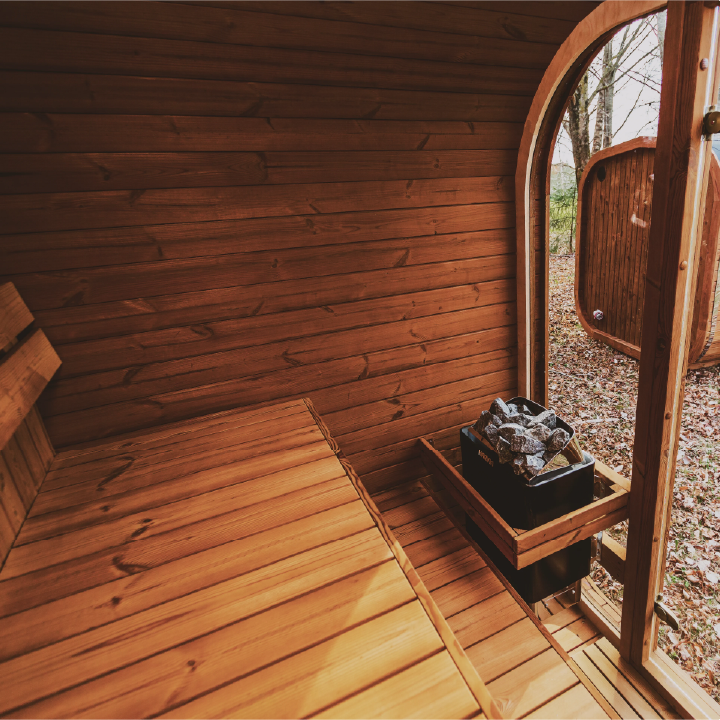 Mande MW16 ThermoWood Outdoor Sauna | Harvia KIP Heater Options | Lava Rocks Included | 376 lbs