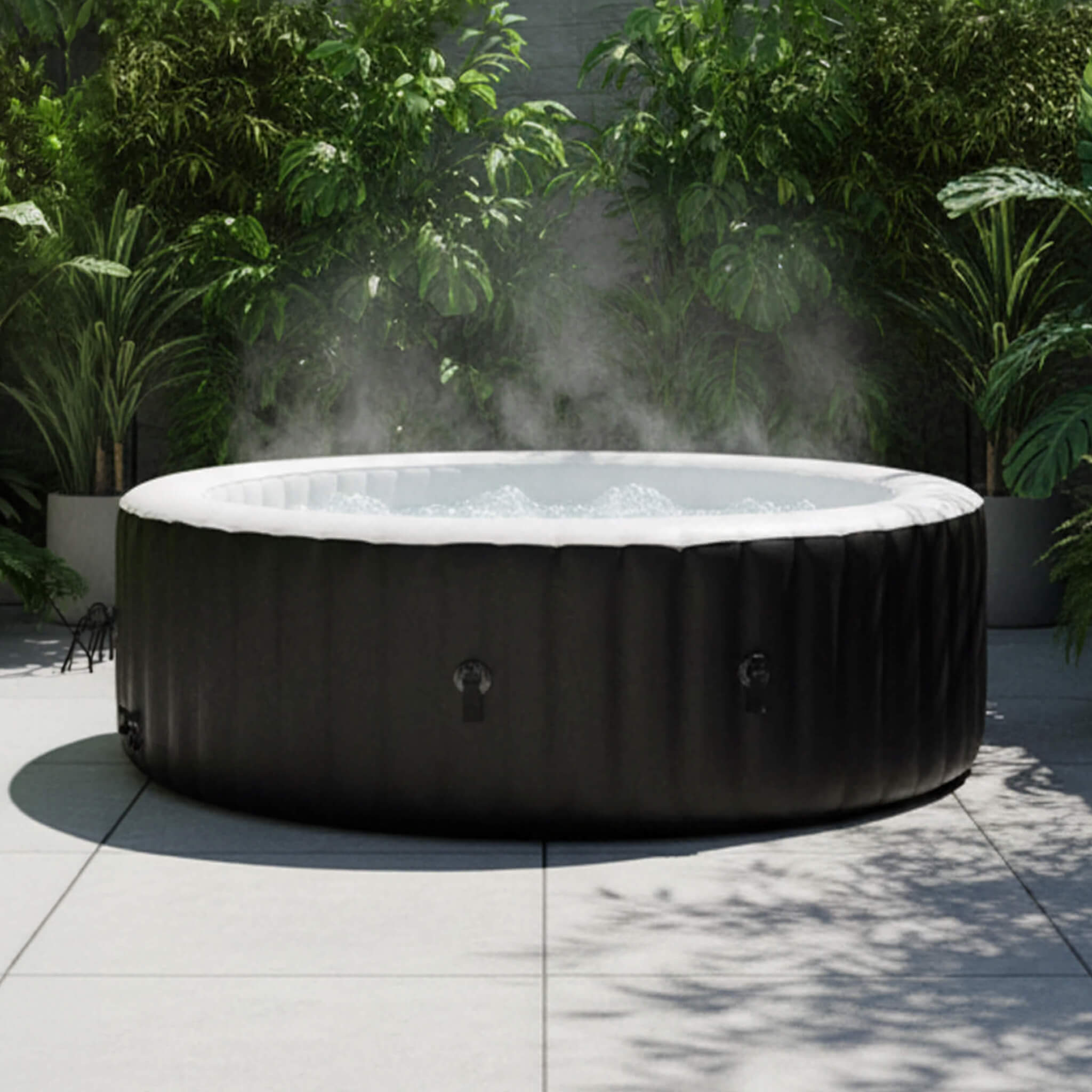 Premium Large 4-Person Inflatable Hot Tub Kit with 8-Color LED Lights (SAK20759)
