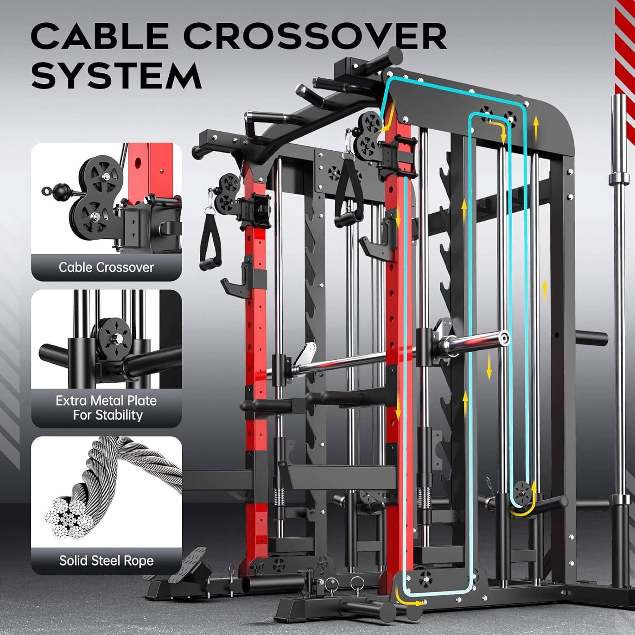 Rovix Premium 2000 lb All-in-One Squat Rack Power Cage with Smith Machine