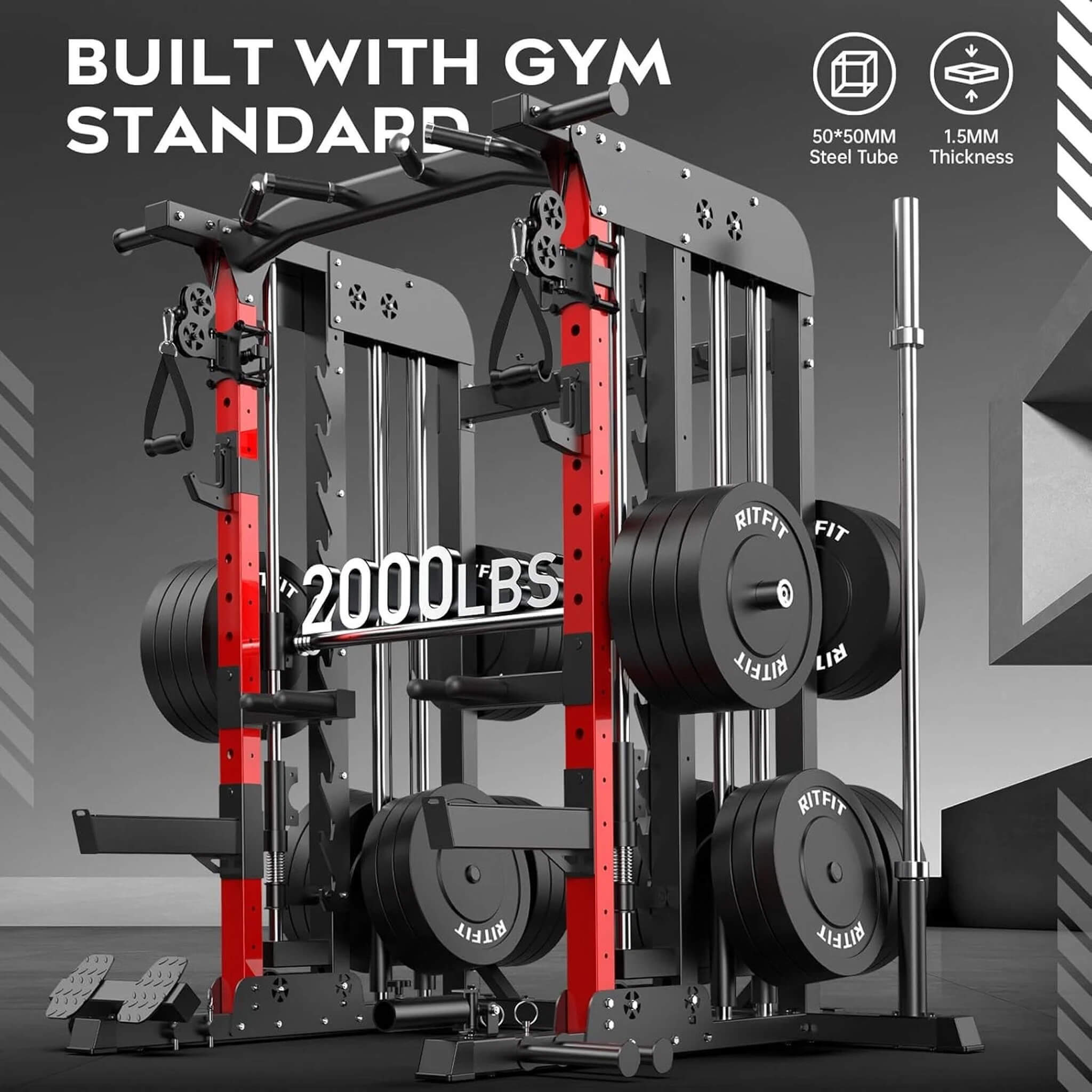 Rovix Premium 2000 lb All-in-One Squat Rack Power Cage with Smith Machine