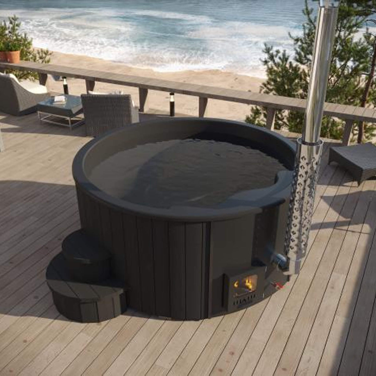 SaunaLife Model S4B Premium 6-Person Wood-Burning Hot Tub