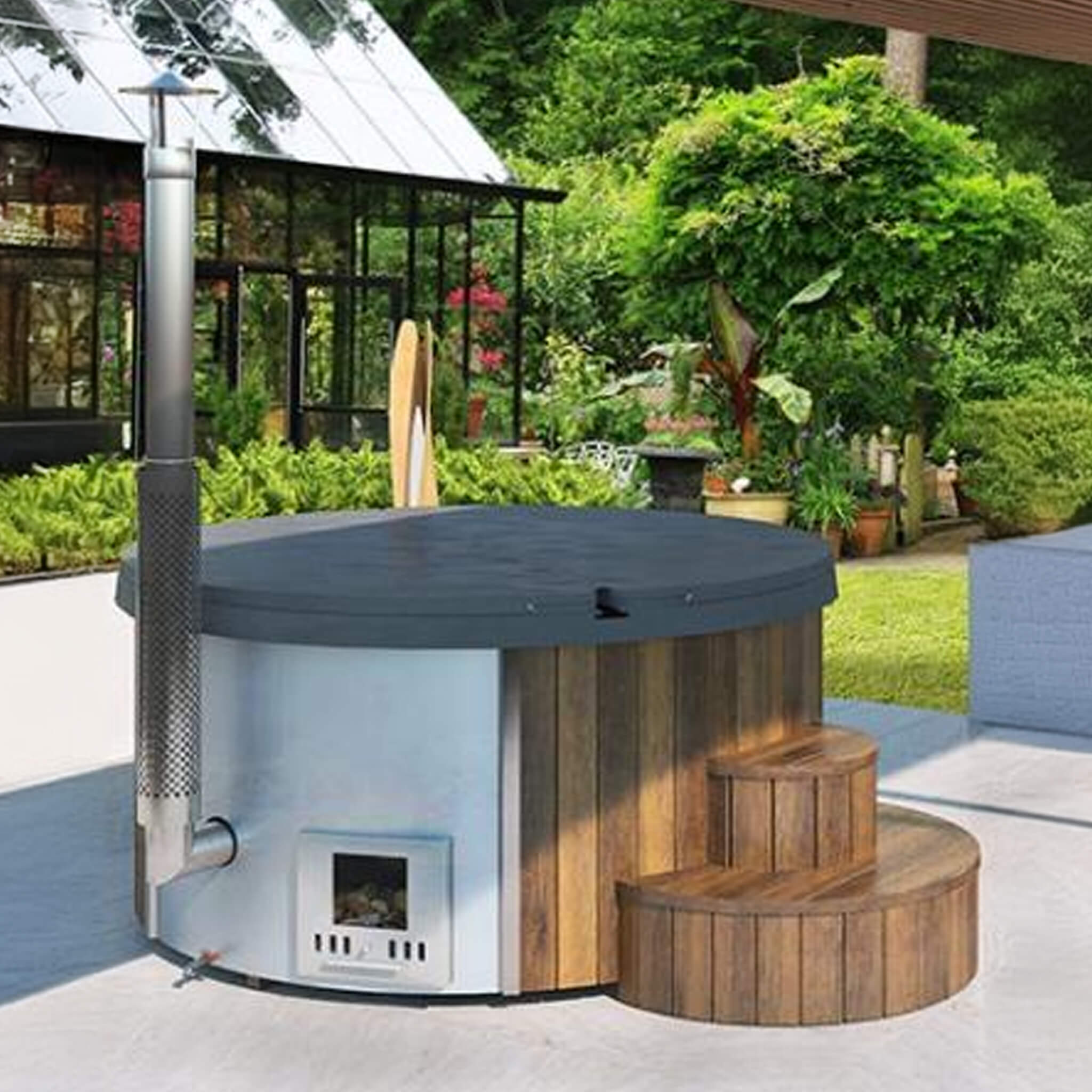 SaunaLife Model S4N Premium 6-Person Wood-Burning Hot Tub