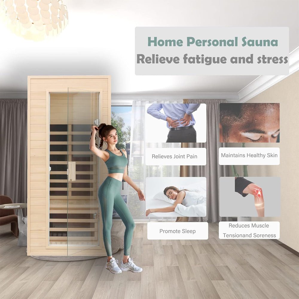 Thermora Elara 1-Person FAR Infrared Sauna | Hemlock Wood | Low EMF | 1200W | Bluetooth | LED | ETL Certified