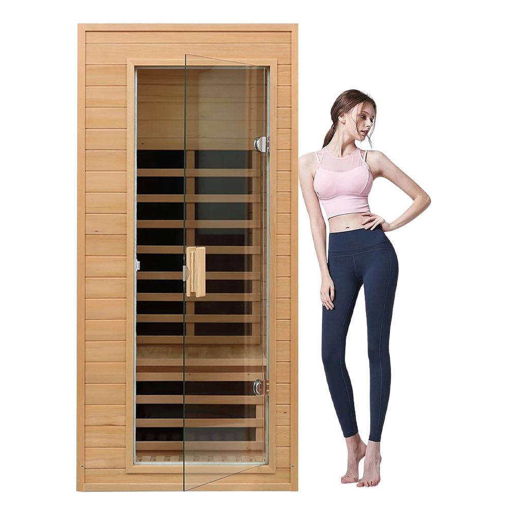 Thermora Elara 1-Person FAR Infrared Sauna | Hemlock Wood | Low EMF | 1200W | Bluetooth | LED | ETL Certified