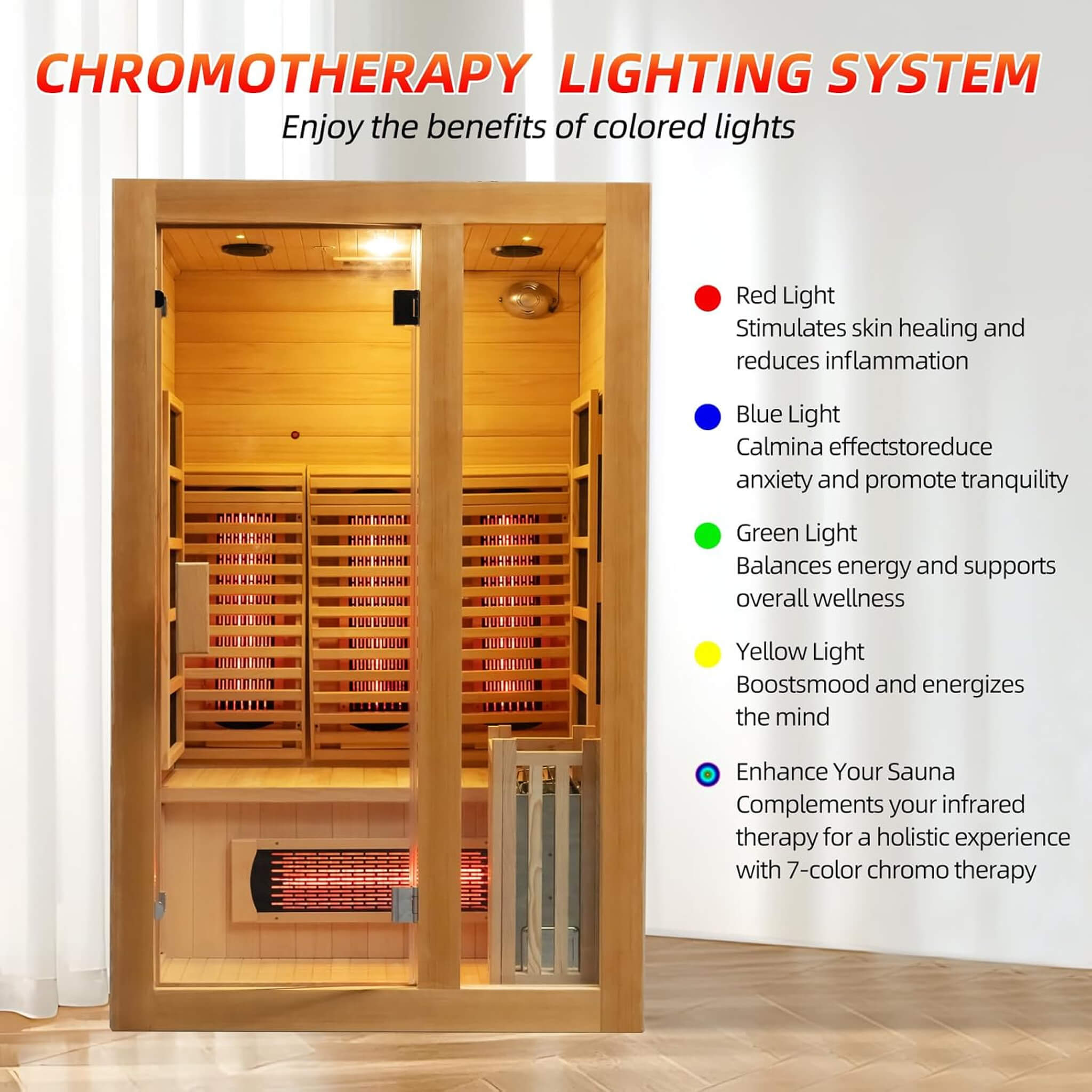 Rövia Luma 2-Person Indoor Hybrid Sauna with Infrared & 3.5KW Steam Heater [Made-To-Order] (SAK83750)