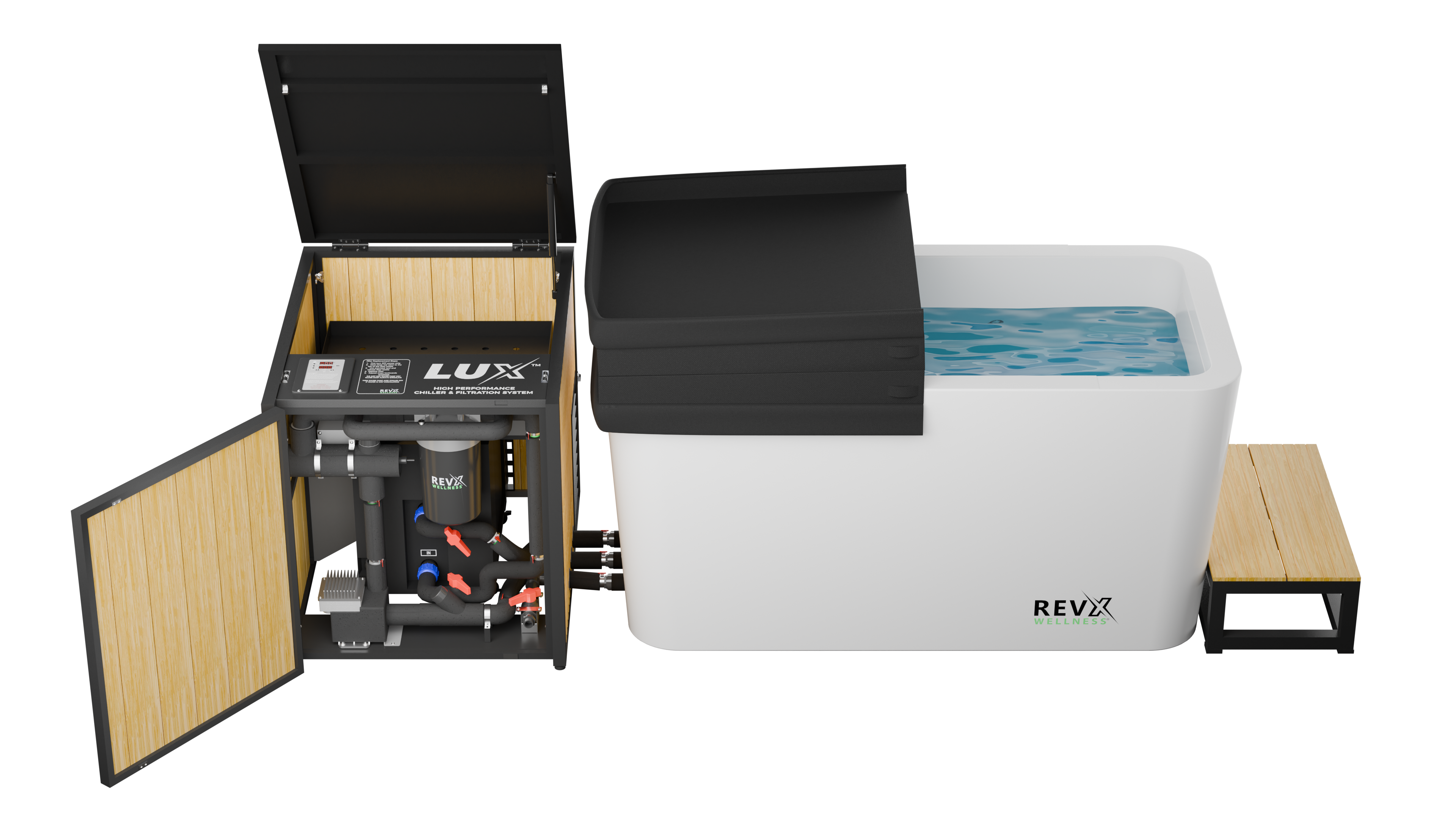 X Tub Cold Plunge System with LUX 1.5 HP Chiller
